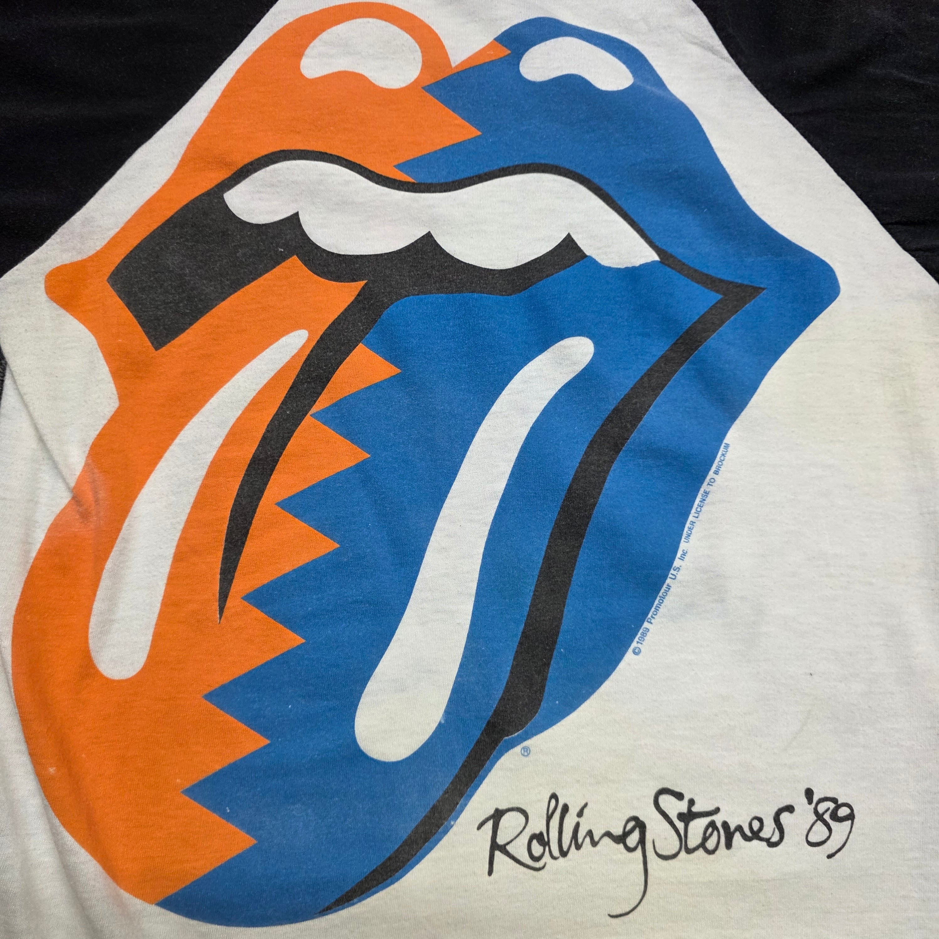 1980s Rolling Stones Raglan Tour T Shirt ~ Medium Large ~ 1989 Back Hit
