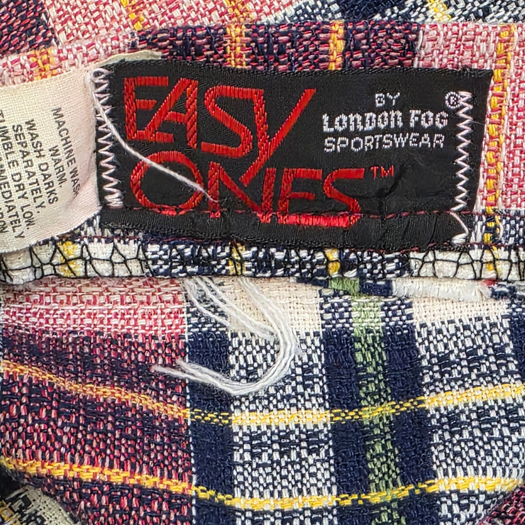 1970s Plaid Pants ~ 33 x 32 ~ Men's Bootcut Burgundy Navy Yellow