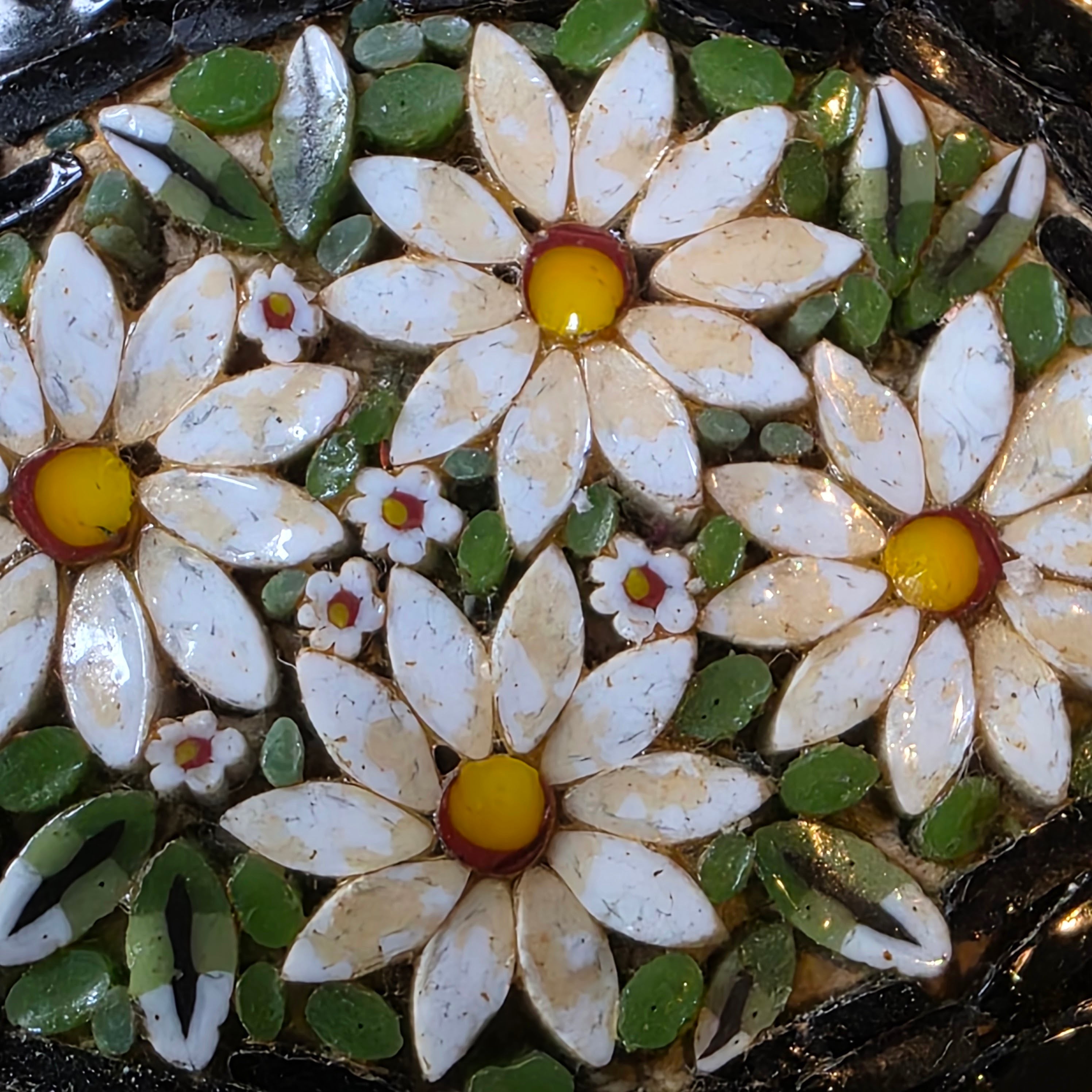 1960s Daisy Micro Mosaic Brooch ~ Italy Souvenir