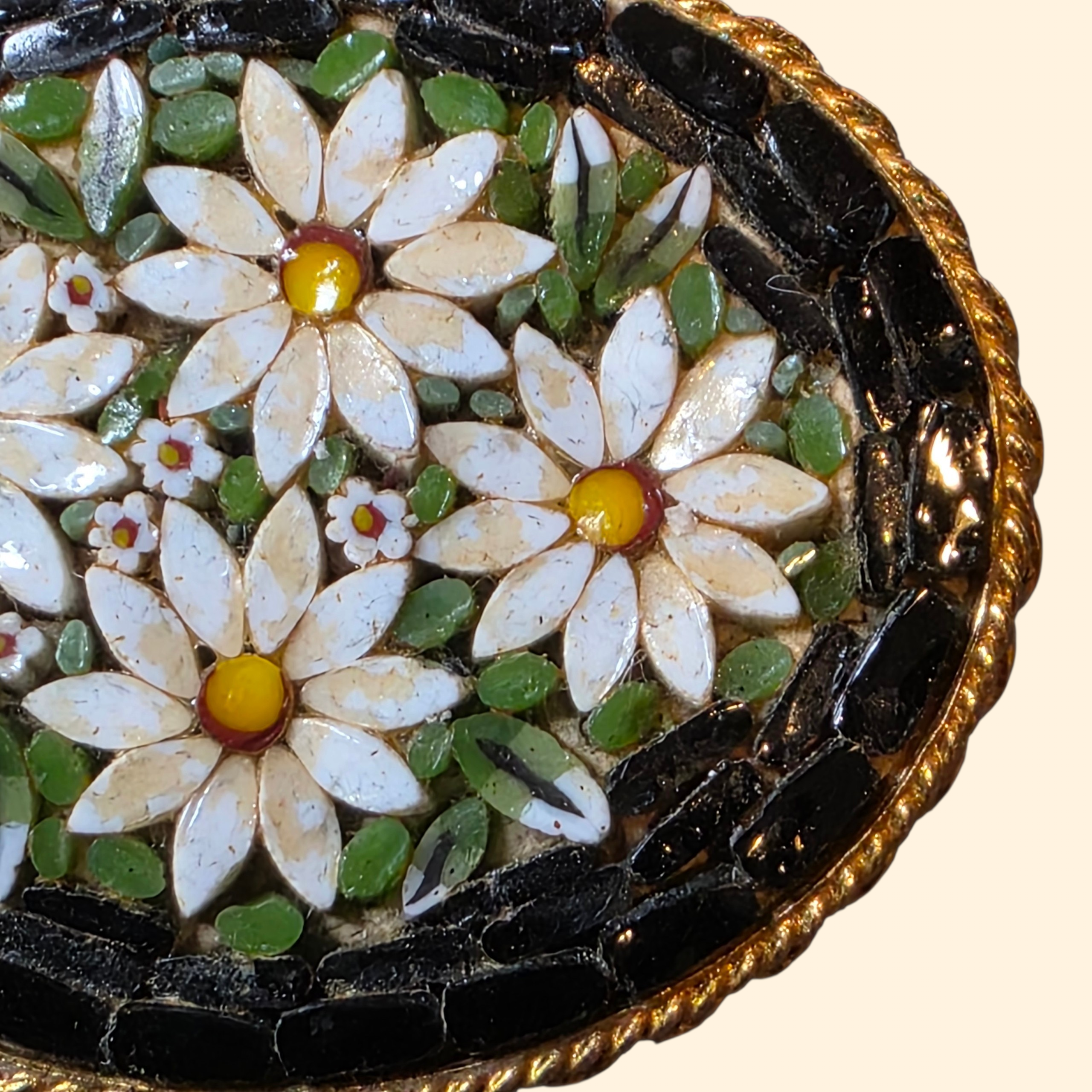 1960s Daisy Micro Mosaic Brooch ~ Italy Souvenir