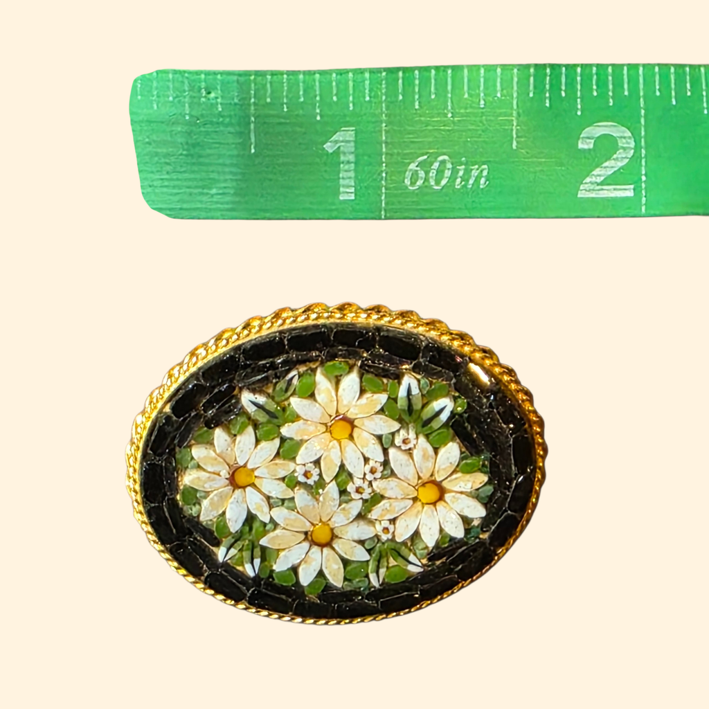 1960s Daisy Micro Mosaic Brooch ~ Italy Souvenir