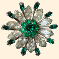 1950s Kramer of New York Prong Set Rhinestone Flower Brooch