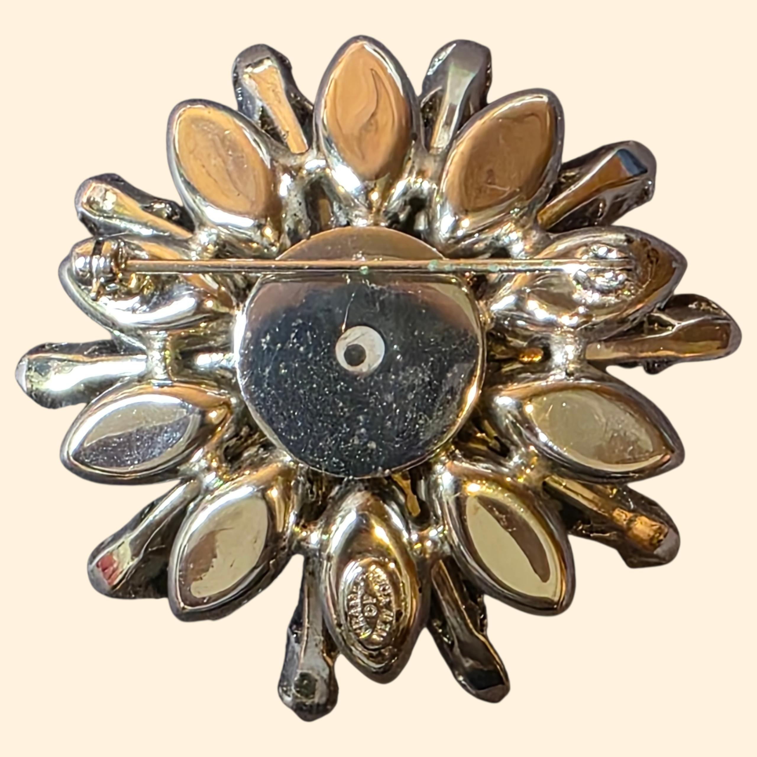 1950s Kramer of New York Prong Set Rhinestone Flower Brooch
