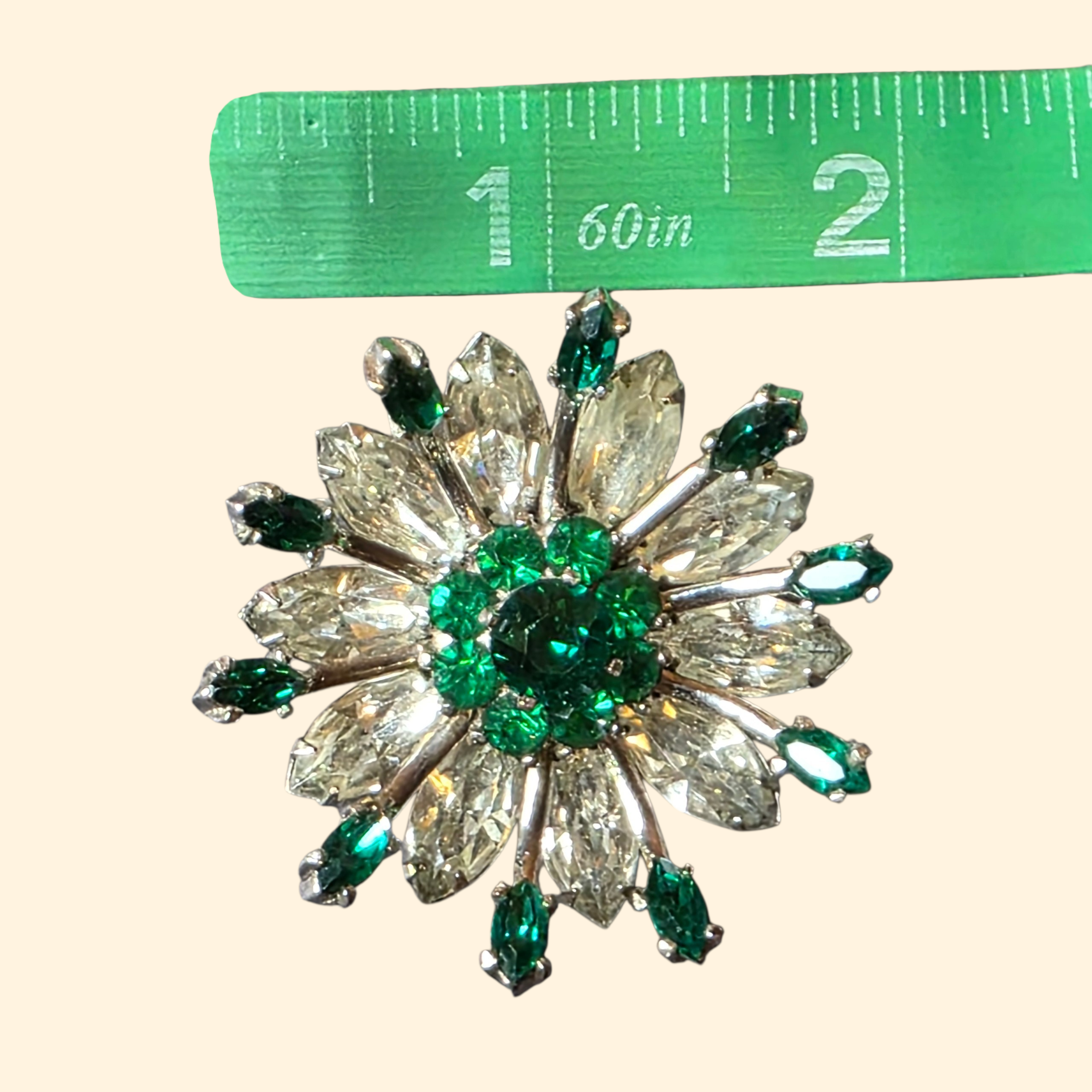 1950s Kramer of New York Prong Set Rhinestone Flower Brooch