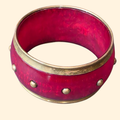 1960s Red Lucite and Brass Chunky Bangle ~ Boho