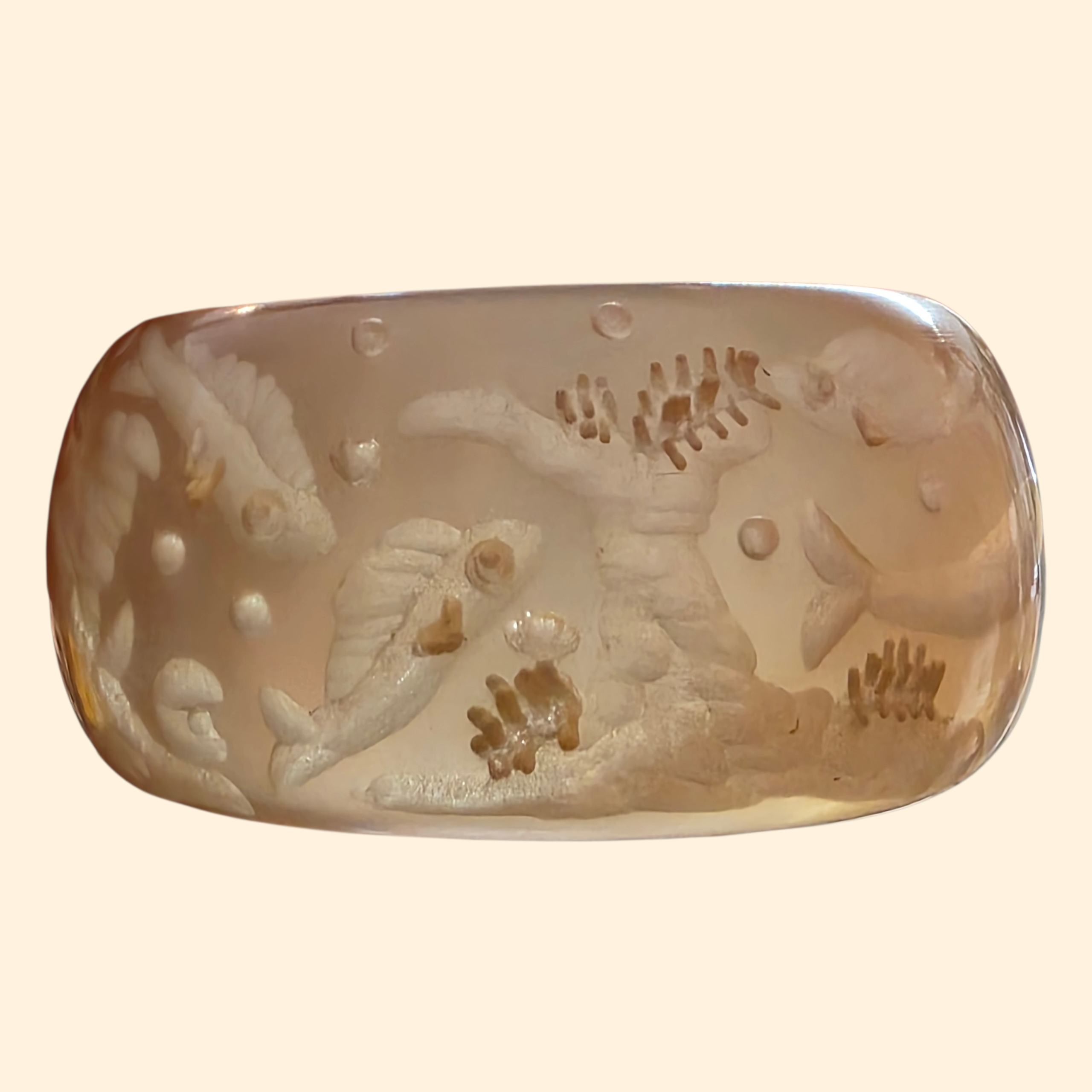 1960s Ocean Theme Reverse Carved Chunky Lucite Bangle
