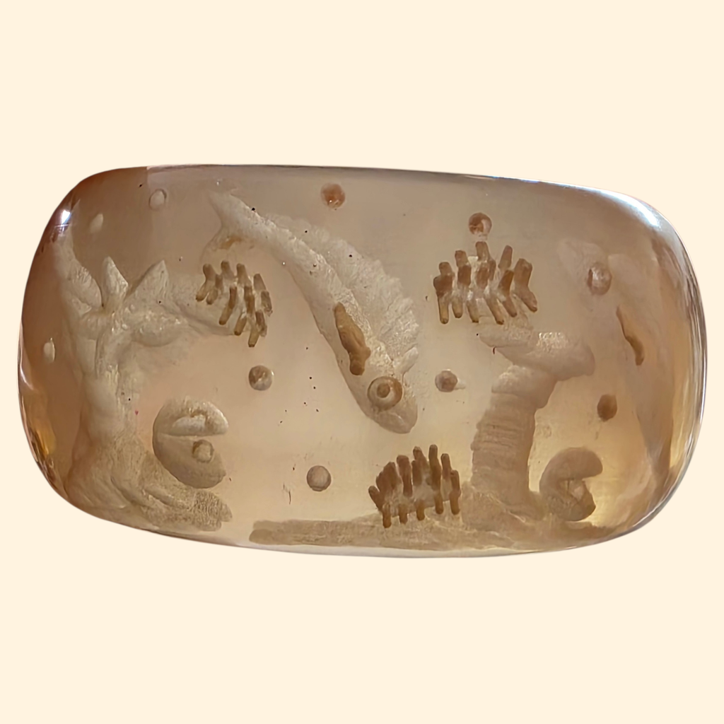 1960s Ocean Theme Reverse Carved Chunky Lucite Bangle