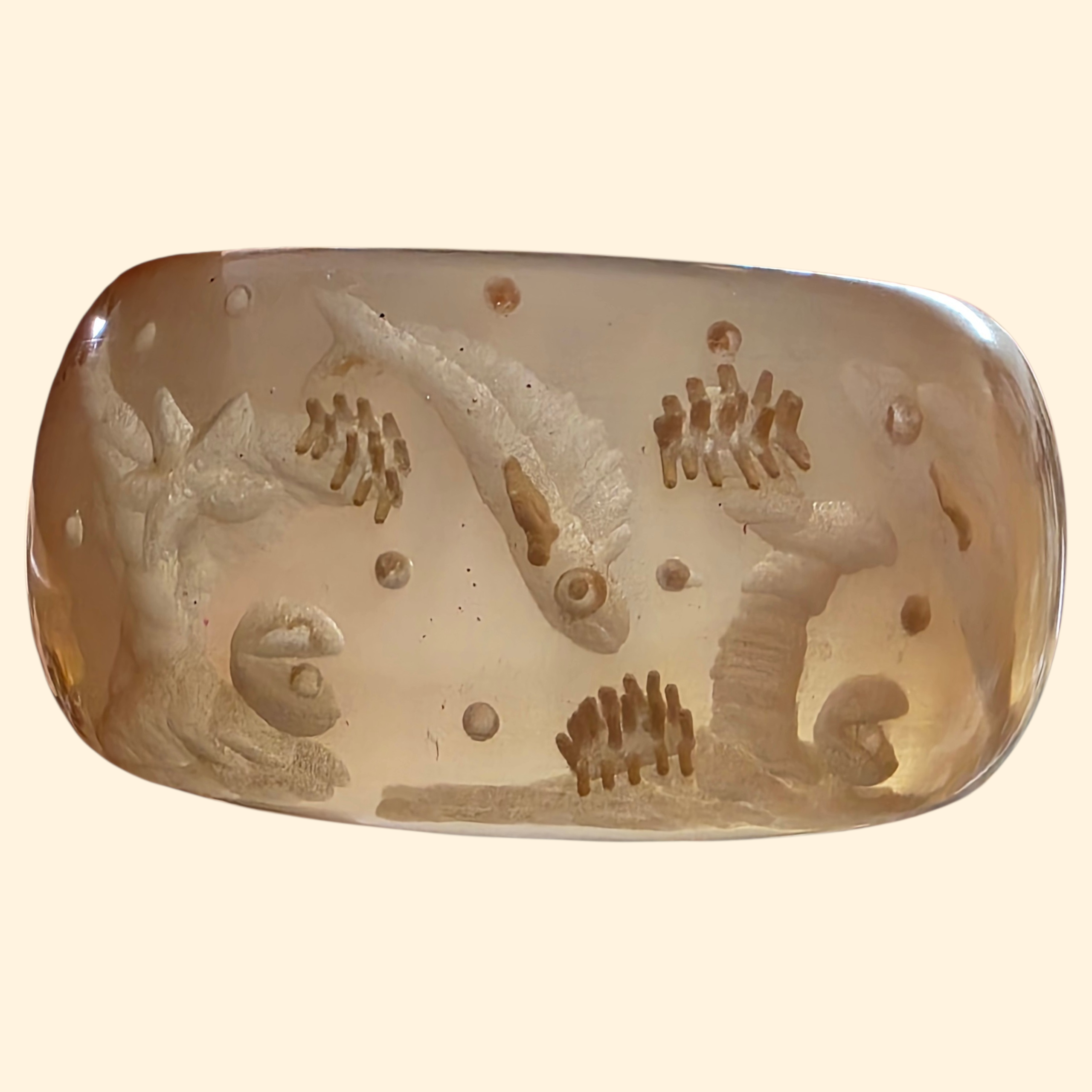 1960s Ocean Theme Reverse Carved Chunky Lucite Bangle