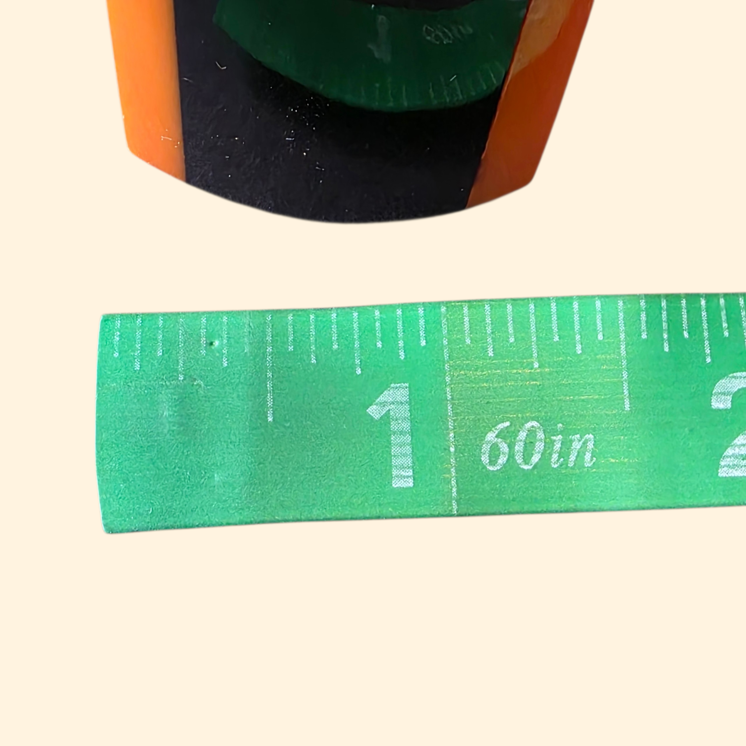 1960s Orange and Black Lucite Square Chunky Bangle ~ Mod