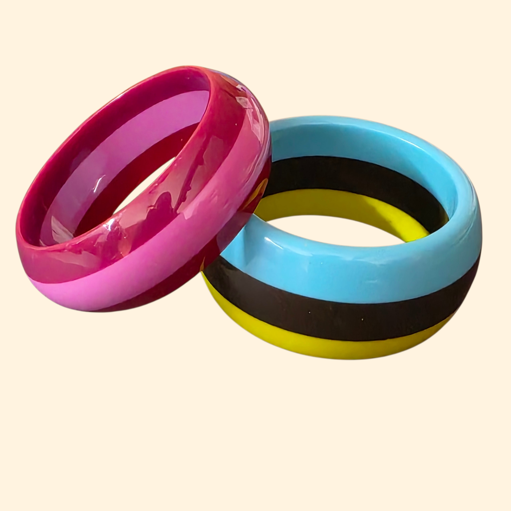 1990s Chunky Resin Bangle Set ~ Colorblock