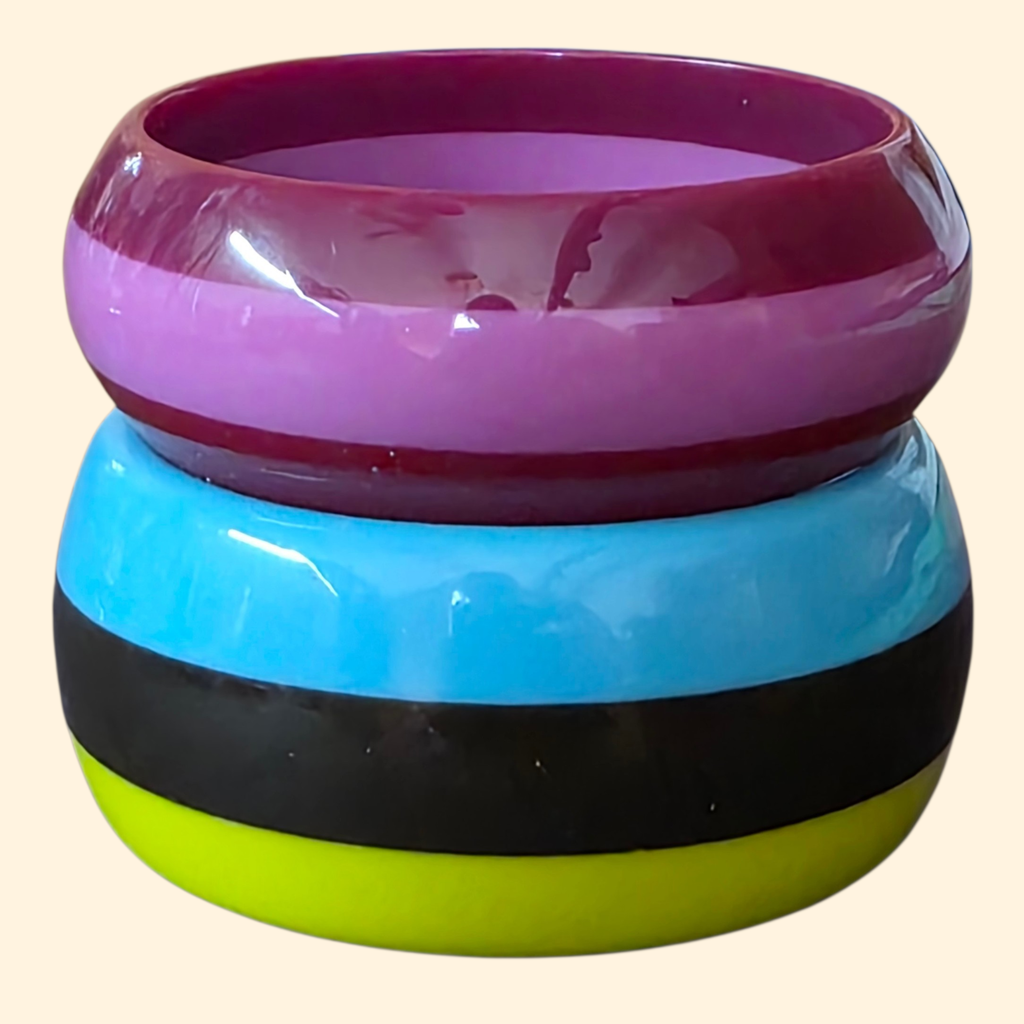 1990s Chunky Resin Bangle Set ~ Colorblock