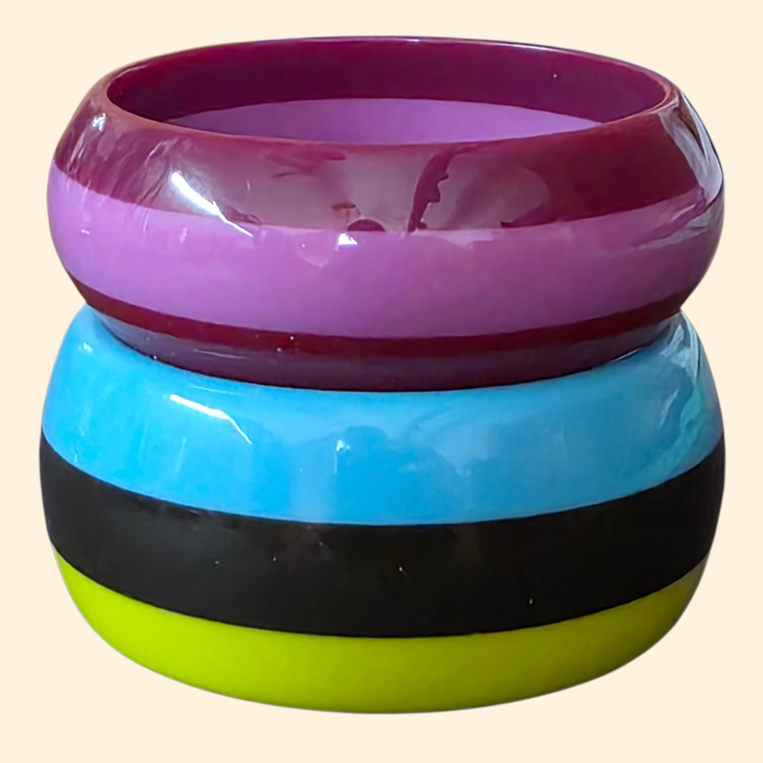 1990s Chunky Resin Bangle Set ~ Colorblock
