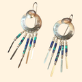 1970s TK Emmerson Navajo Sterling Silver and Azurite Heishi Dangle Earrings ~ Southwestern Fringe