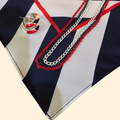 1970s 1980s Red White and Blue Scarf, Earring, Necklace Lot ~ Patriotic Nautical