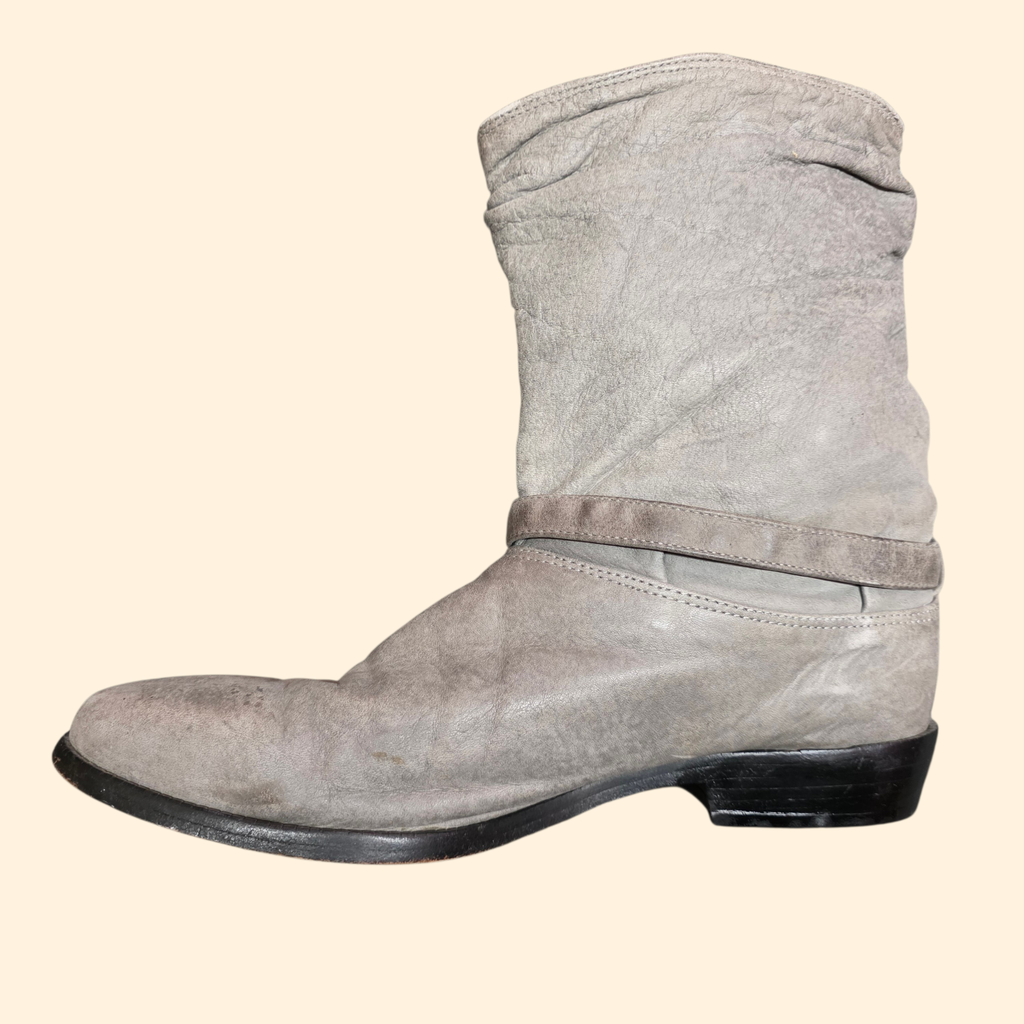 1980s Zodiac Gray Leather Cowboy Boots ~ Men's 9.5 ~ Western Moto