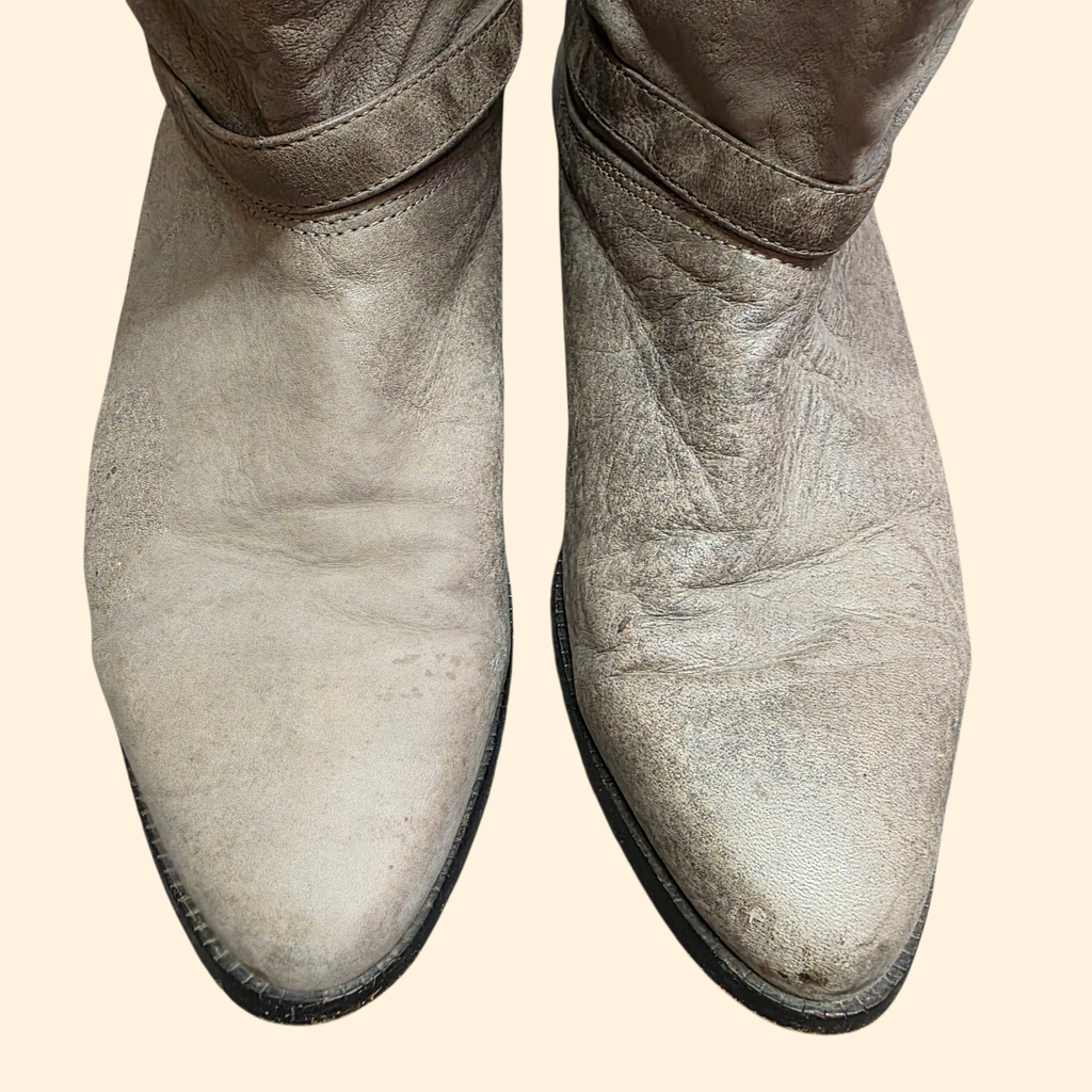 1980s Zodiac Gray Leather Cowboy Boots ~ Men's 9.5 ~ Western Moto