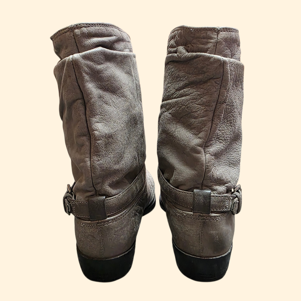 1980s Zodiac Gray Leather Cowboy Boots ~ Men's 9.5 ~ Western Moto