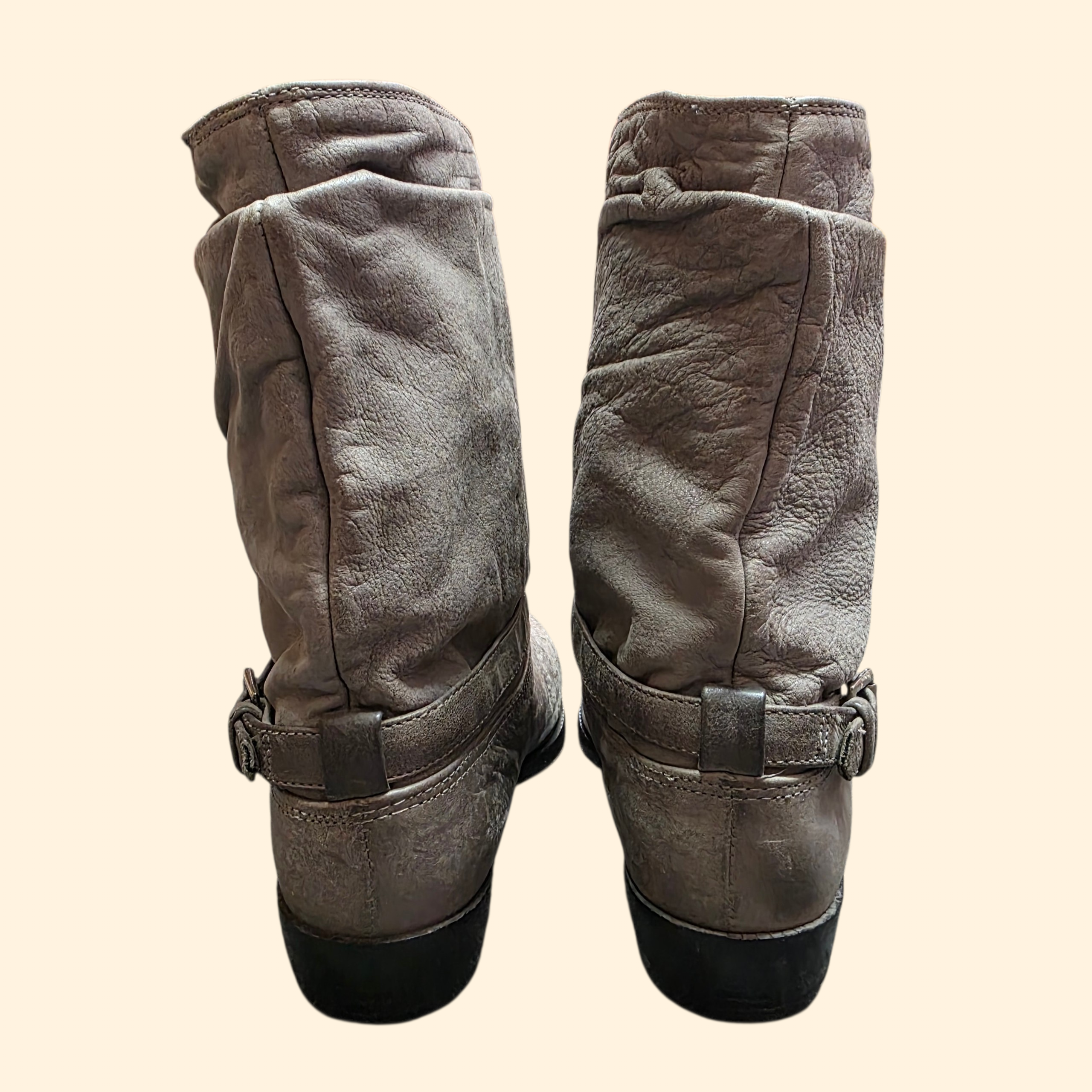 1980s Zodiac Gray Leather Cowboy Boots ~ Men's 9.5 ~ Western Moto