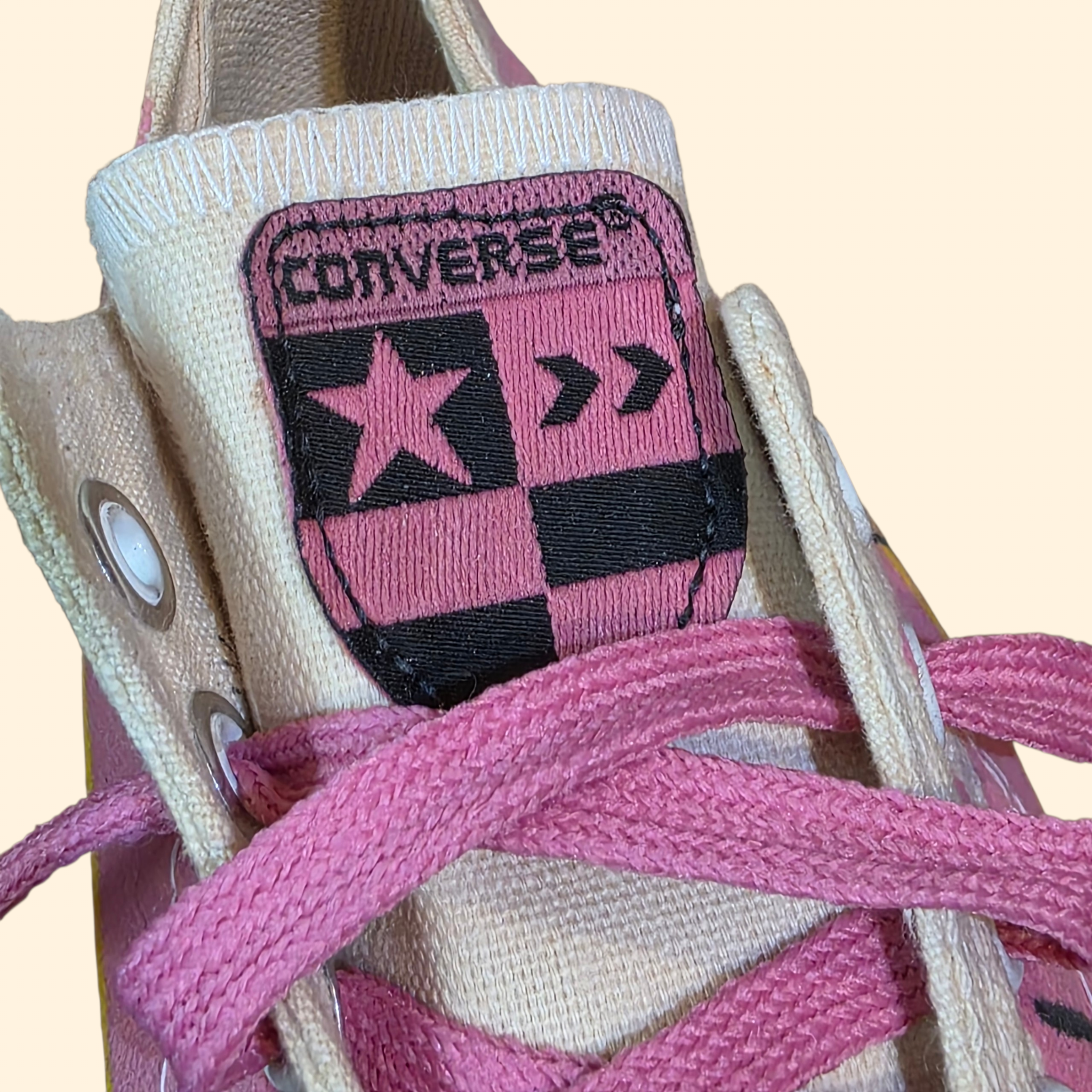 1980s Deadstock Converse Convertibles Low Top Sneakers ~ Youth 1 1/2 ~ Pink Racecar