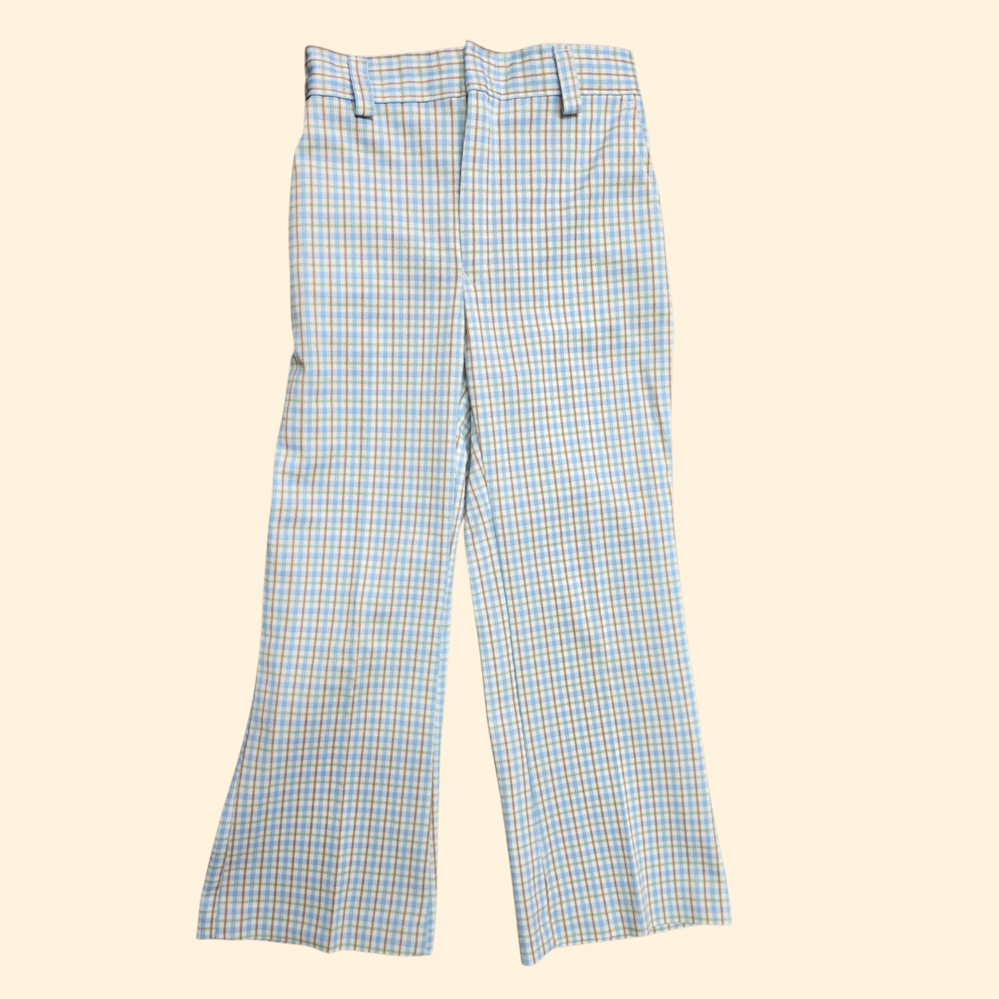 1970s Polyester Leisure Suit ~ Boy's 7 ~ Baby Blue Plaid