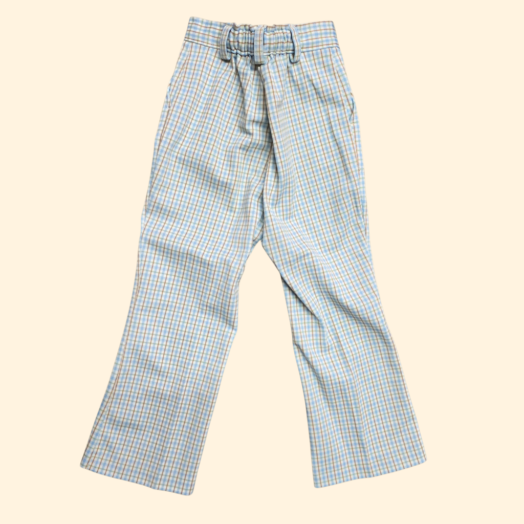 1970s Polyester Leisure Suit ~ Boy's 7 ~ Baby Blue Plaid