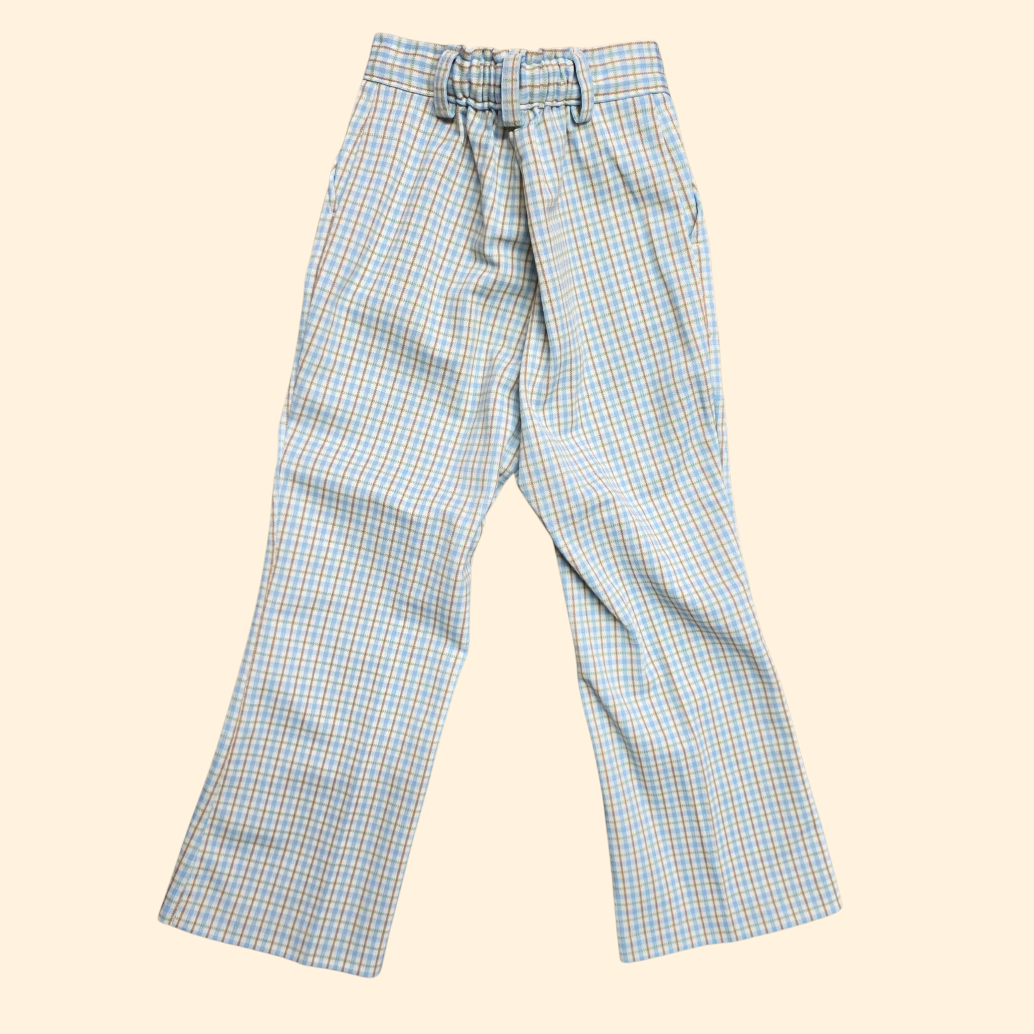 1970s Polyester Leisure Suit ~ Boy's 7 ~ Baby Blue Plaid