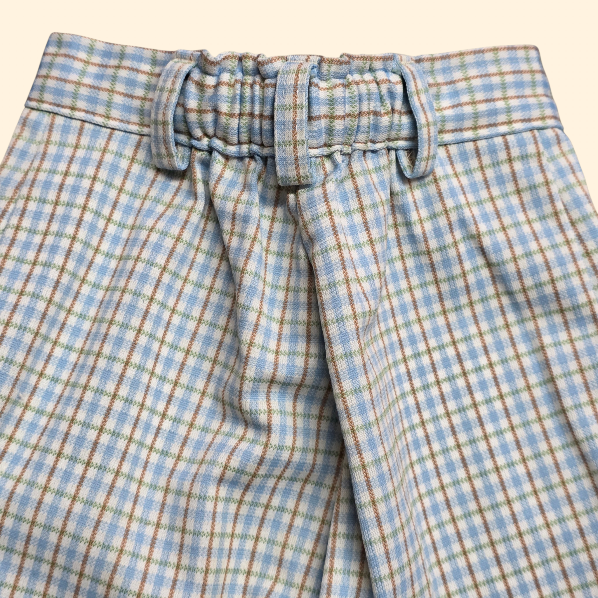1970s Polyester Leisure Suit ~ Boy's 7 ~ Baby Blue Plaid