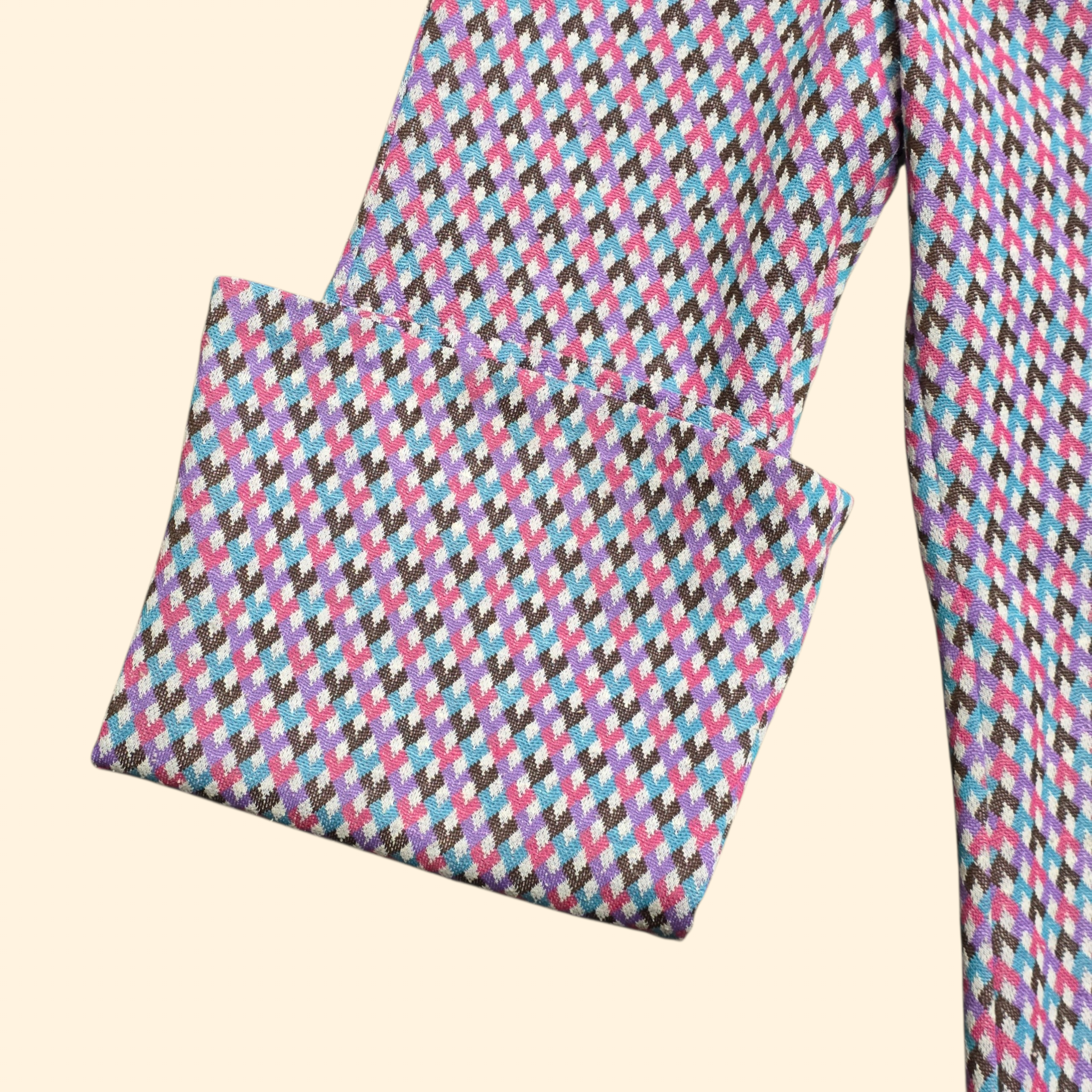 1960s 2 Piece Diamond Print Set Bell Bottom Tunic Top ~ Girl's 10 12