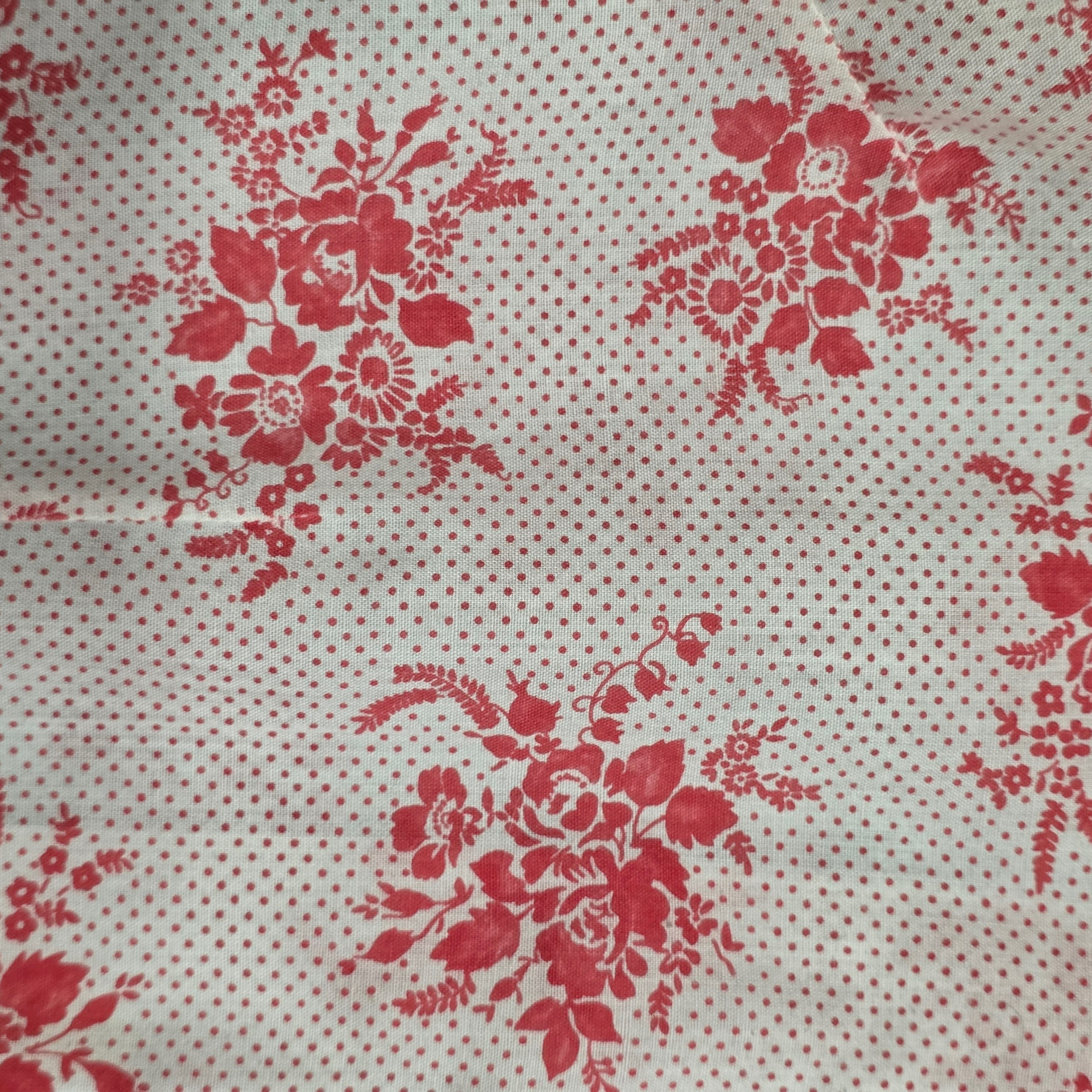 1970s Floral Snap Button Western Shirt ~ Medium ~ Red White Pearl Snap Long Sleeve Dagger Collar