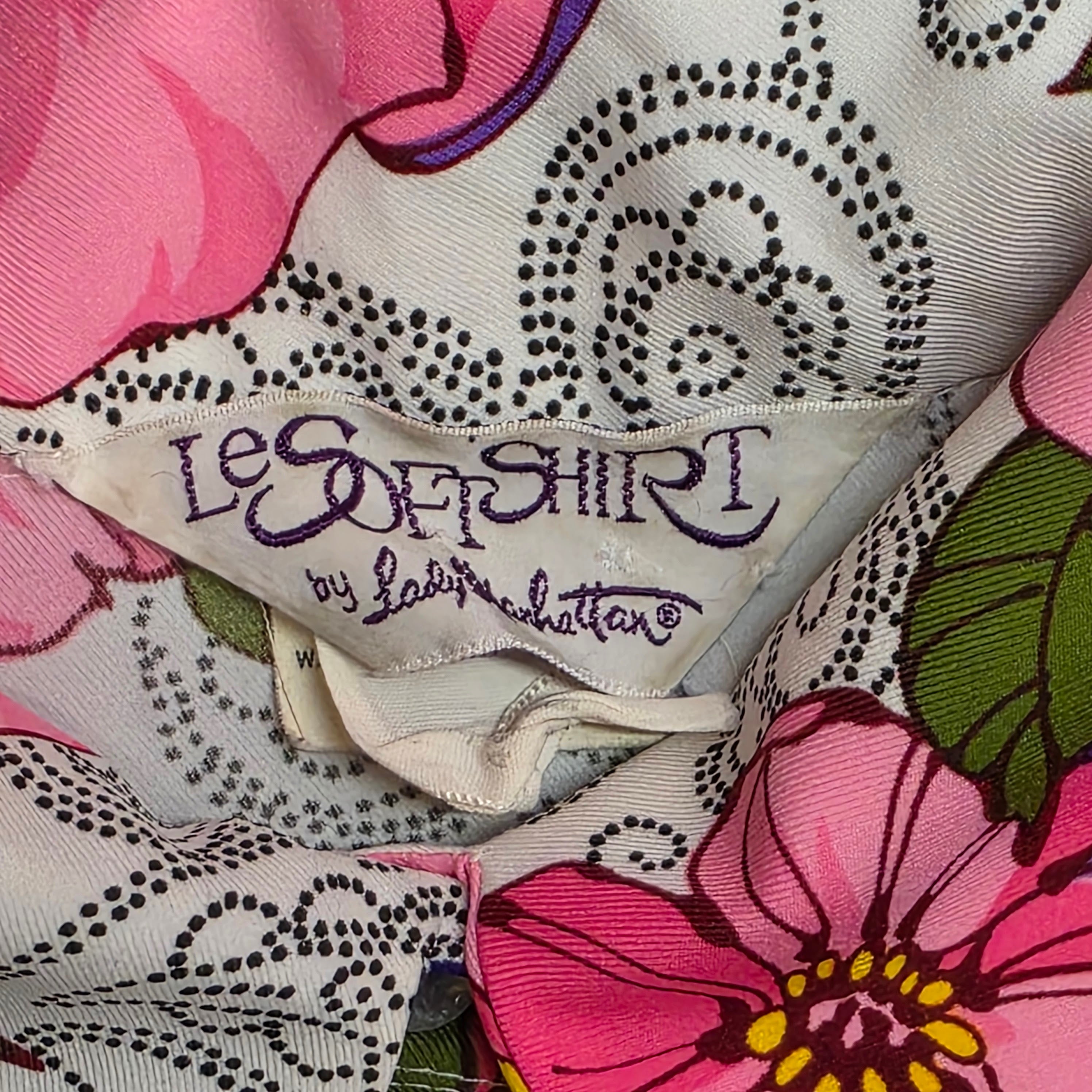 1960s Floral Print Dagger Collar Shirt ~ Large ~ Pink Purple Flower Power Paisley Long Sleeve Blouse