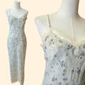 1990s Sage Green Floral Slip Dress ~ Small Medium ~ Boho Maxi Dress
