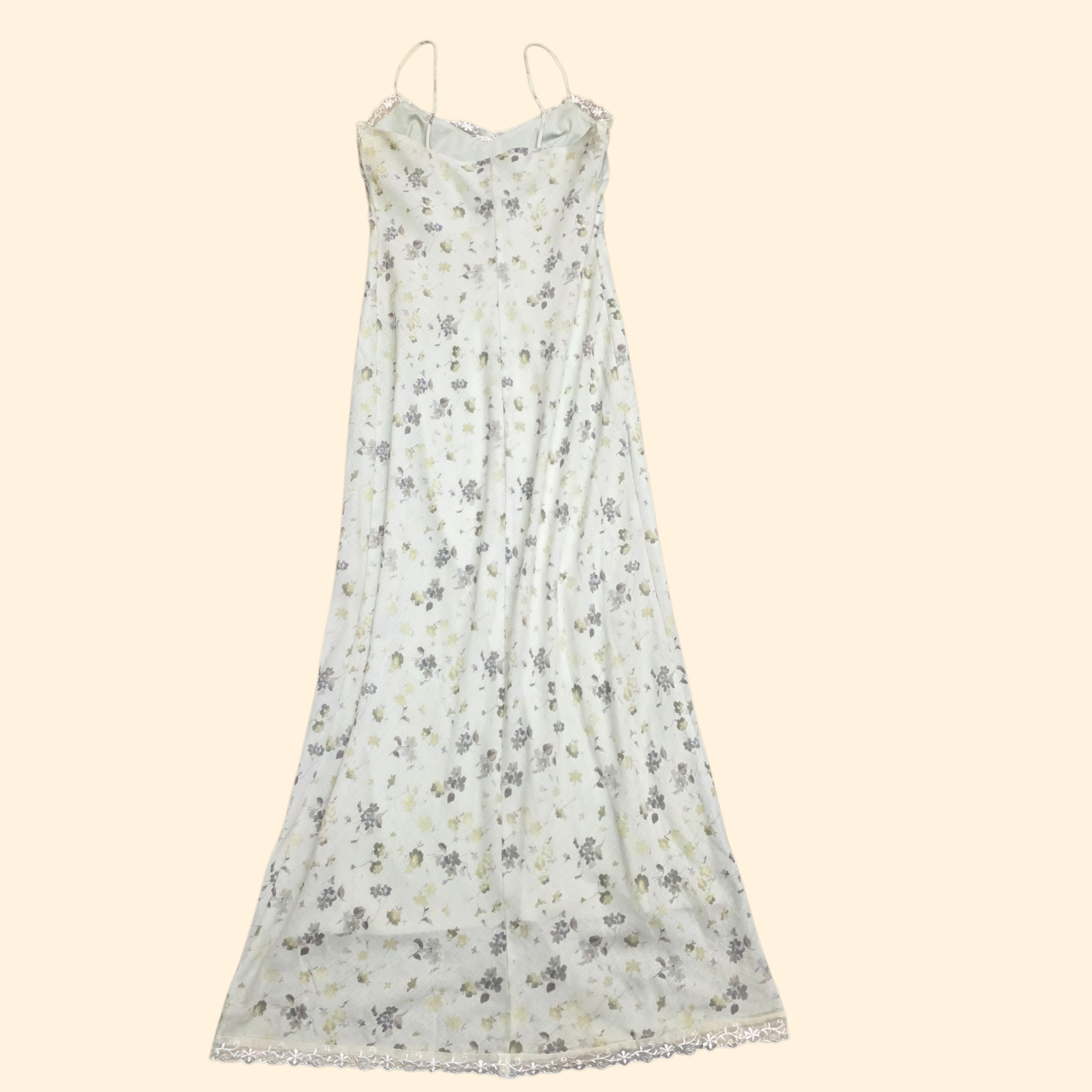 1990s Sage Green Floral Slip Dress ~ Small Medium ~ Boho Maxi Dress