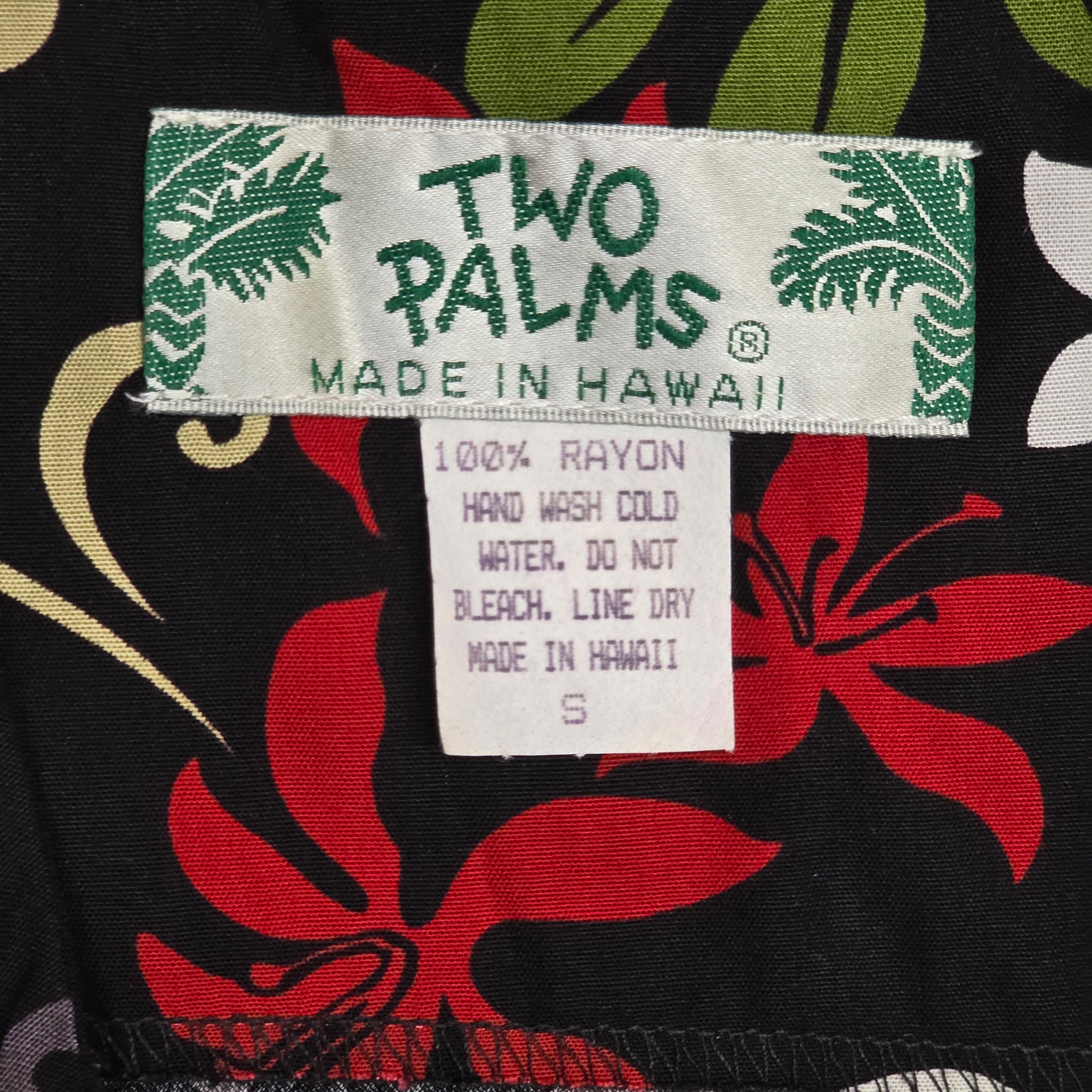 1990s Black Floral Hawaiian Maxi Dress ~ Small ~ Asymmetrical Mermaid Hem