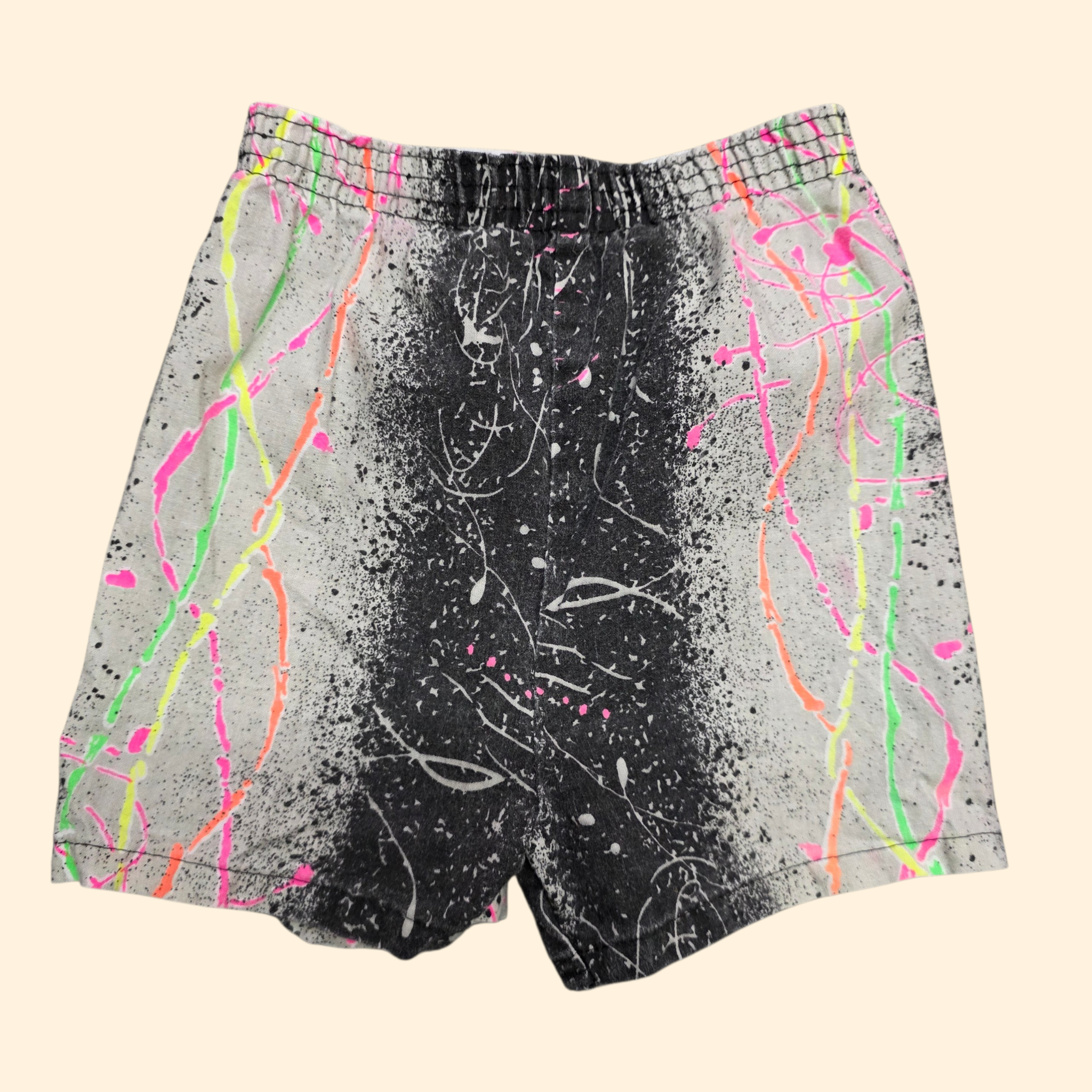 1980s Frog and Flies Paint Splatter Shorts and T Shirt Set ~ 3T ~ Neon Novelty