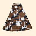 1960s Op-Art Print A-Line Maxi Skirt ~ Small Medium ~ Mod Brown Black White
