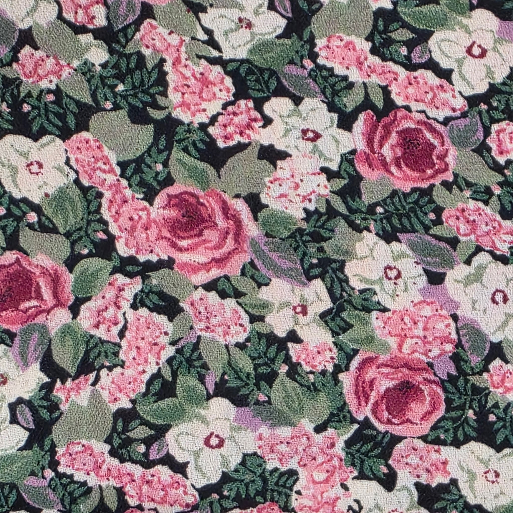 1990s Cropped Tie Front Floral Button Down Shirt ~ Small ~ Bonjour Rose Print Short Sleeve