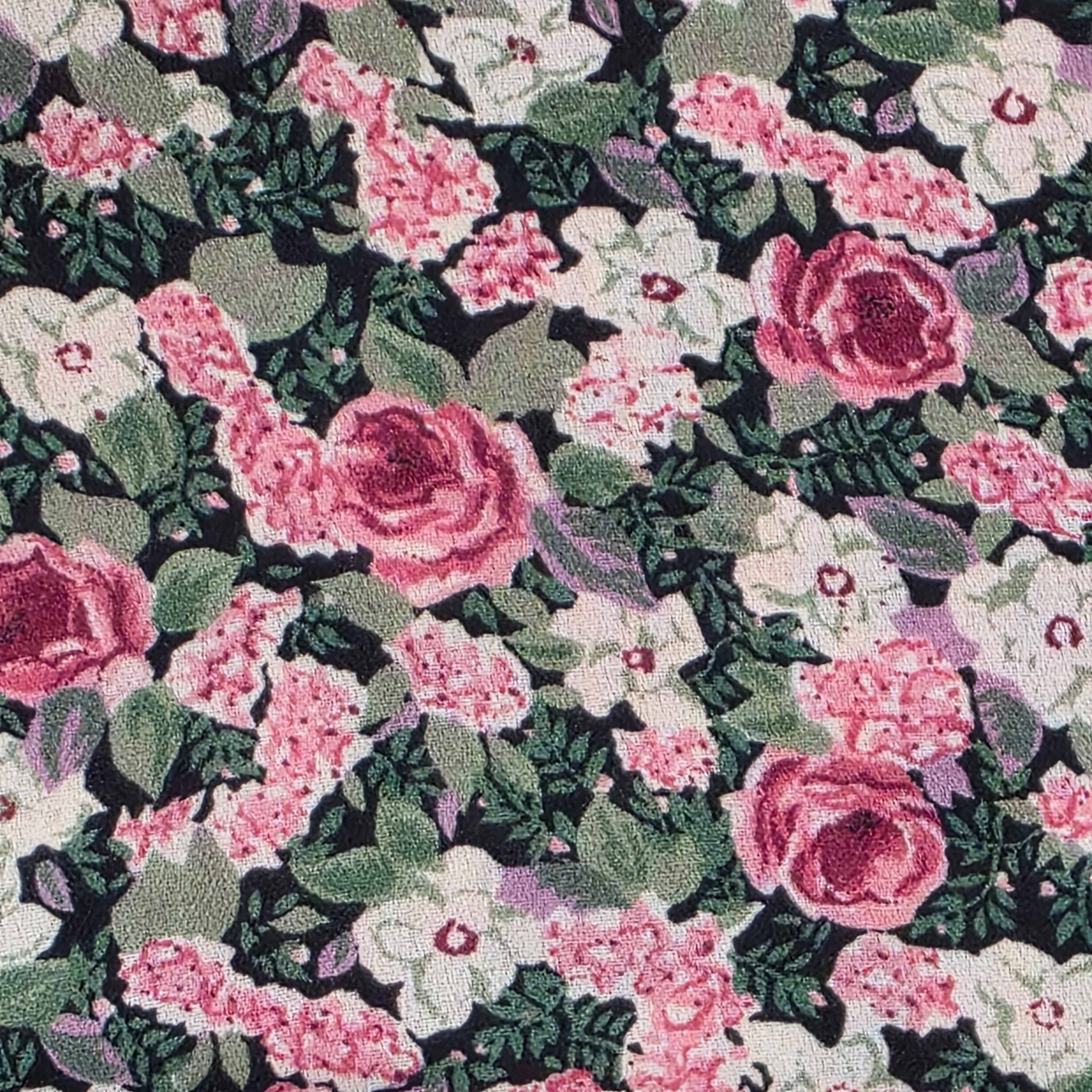 1990s Cropped Tie Front Floral Button Down Shirt ~ Small ~ Bonjour Rose Print Short Sleeve