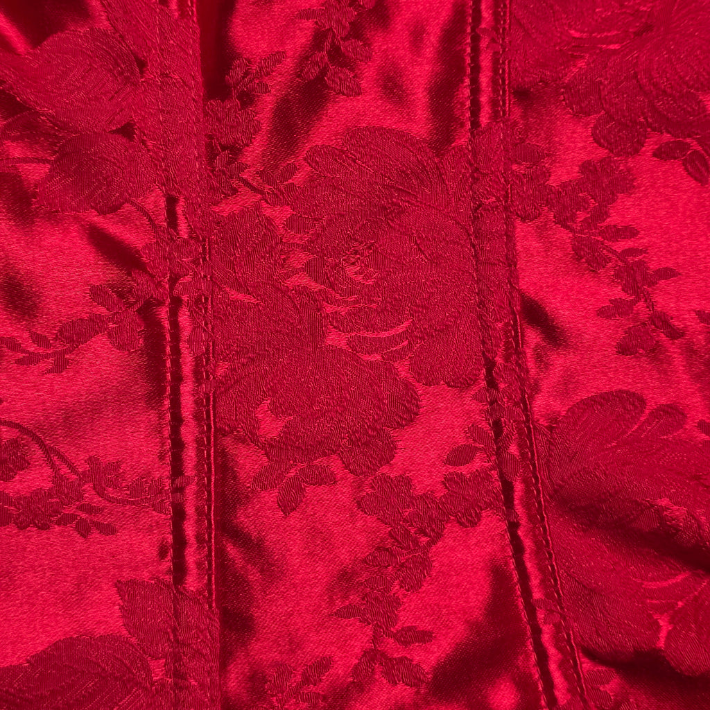 1990s Red Floral Brocade Corset ~ Large Extra Large