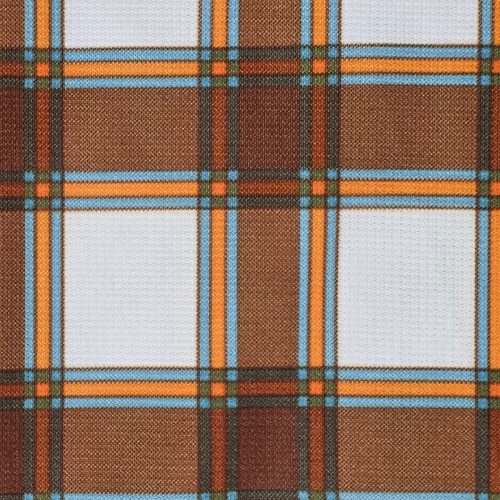 1960s Brown Plaid Buttonless Dagger Collar Shirt ~ Medium ~ Blazer