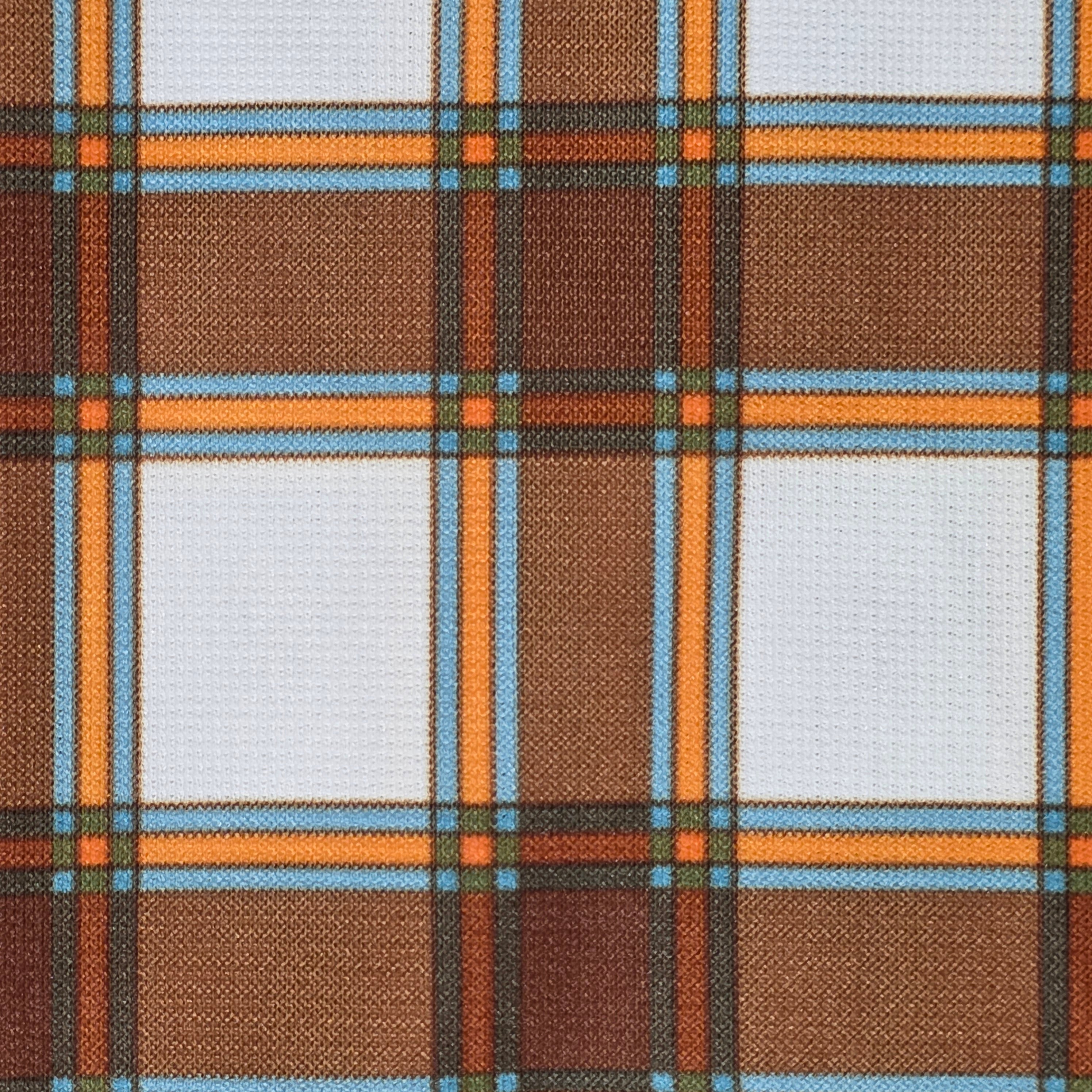 1960s Brown Plaid Buttonless Dagger Collar Shirt ~ Medium ~ Blazer