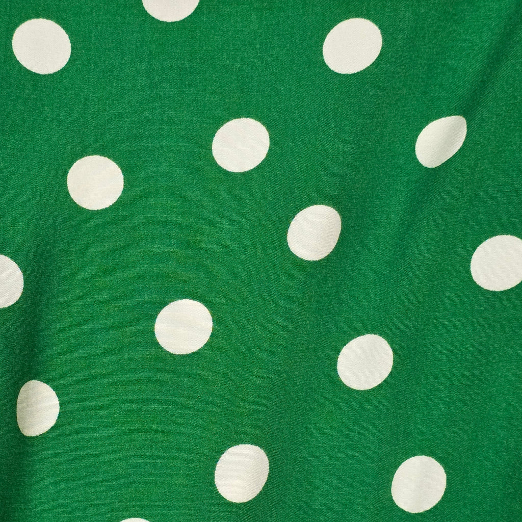 1990s Green and White Polka Dot Oversized Button Down Shirt ~ Extra Large ~ Long Sleeve Carolina Colours