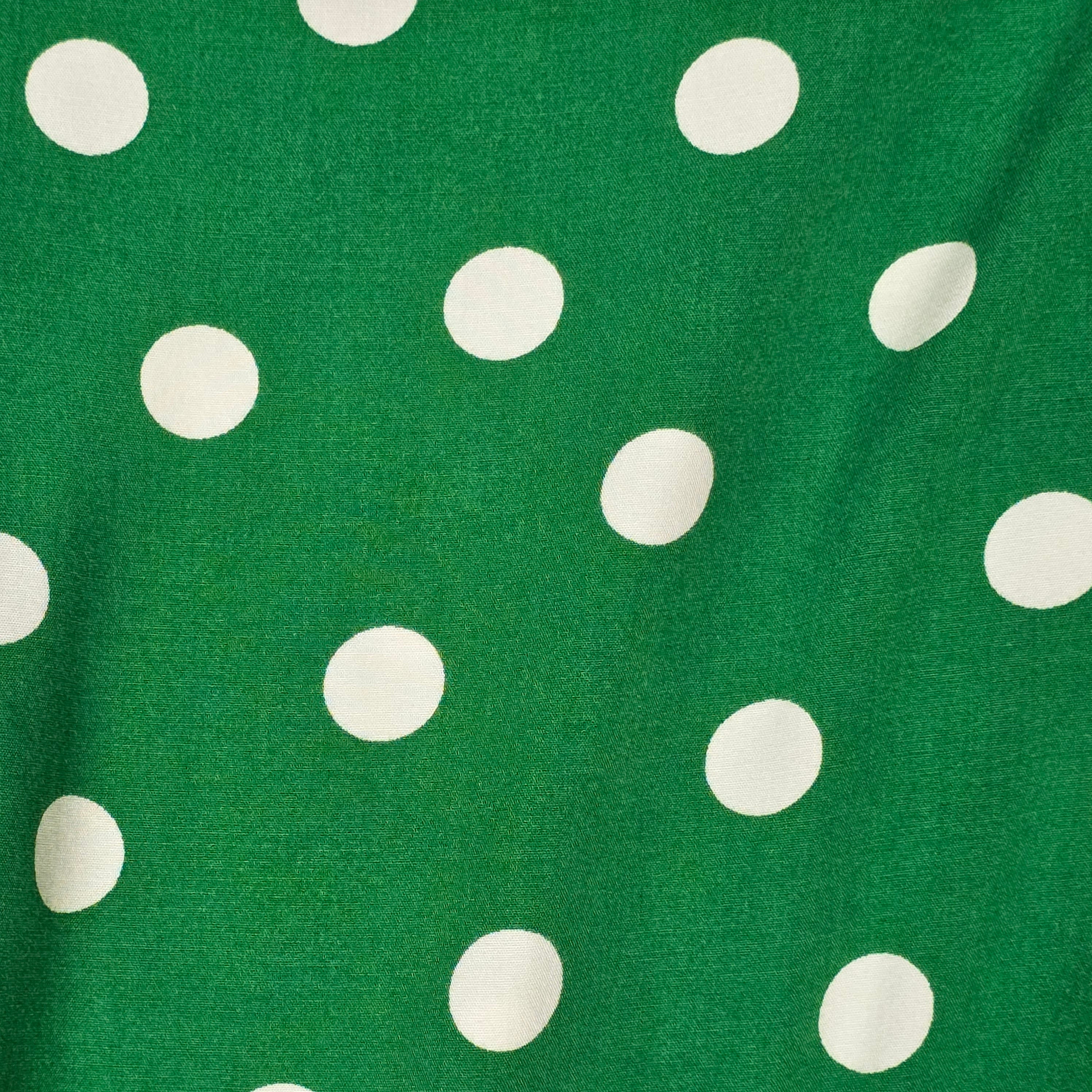 1990s Green and White Polka Dot Oversized Button Down Shirt ~ Extra Large ~ Long Sleeve Carolina Colours