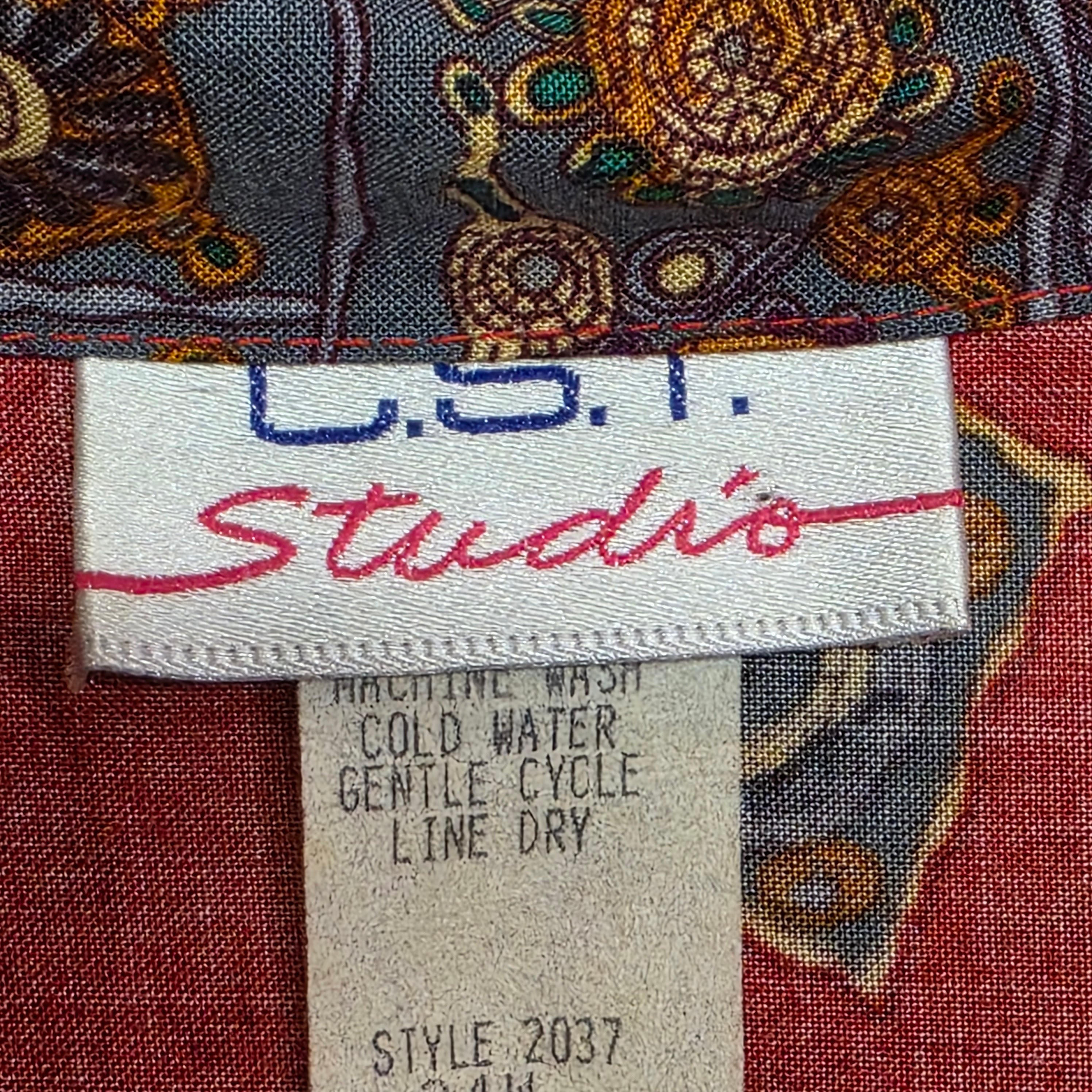 1980s Oversized Crazy Print Blazer ~ Extra Large 2XL ~ Red Boho Batik Dolman Sleeve Plus
