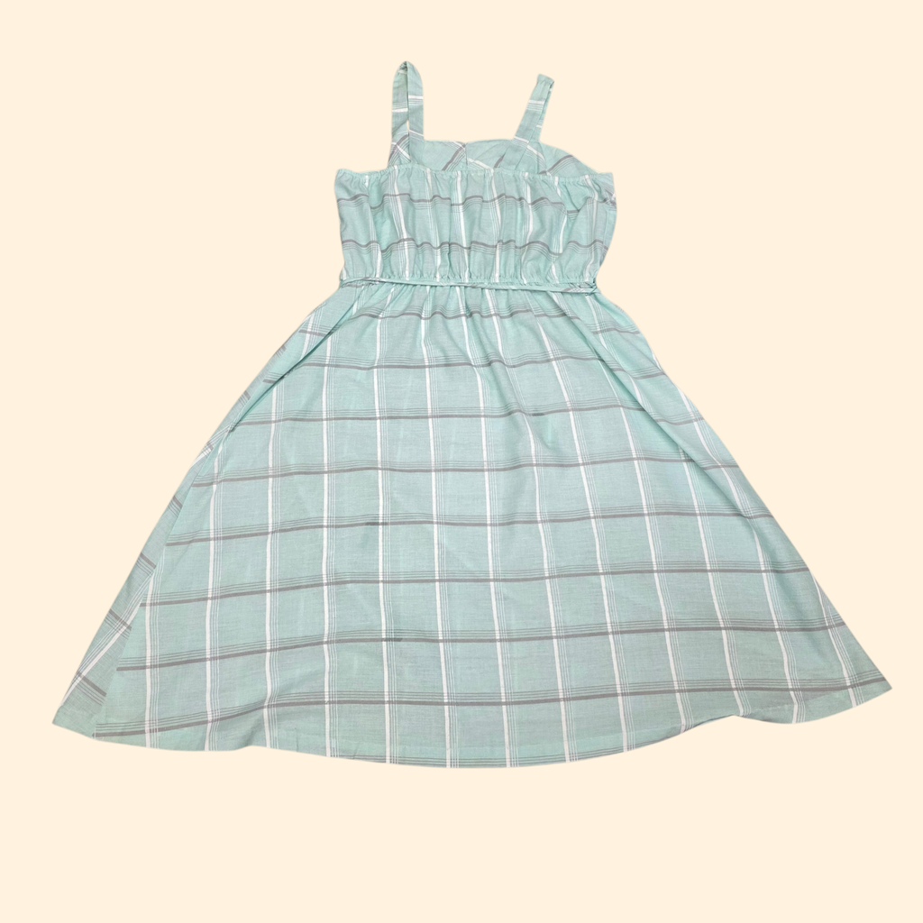 1970s Baby Blue Plaid Sundress ~ Large Extra Large ~ Midi Dress