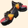 1990s Destroy Platform Oxford Shoes ~ EU 37 / 38  US 7 7.5 ~ Chunky Heel Leather Patchwork