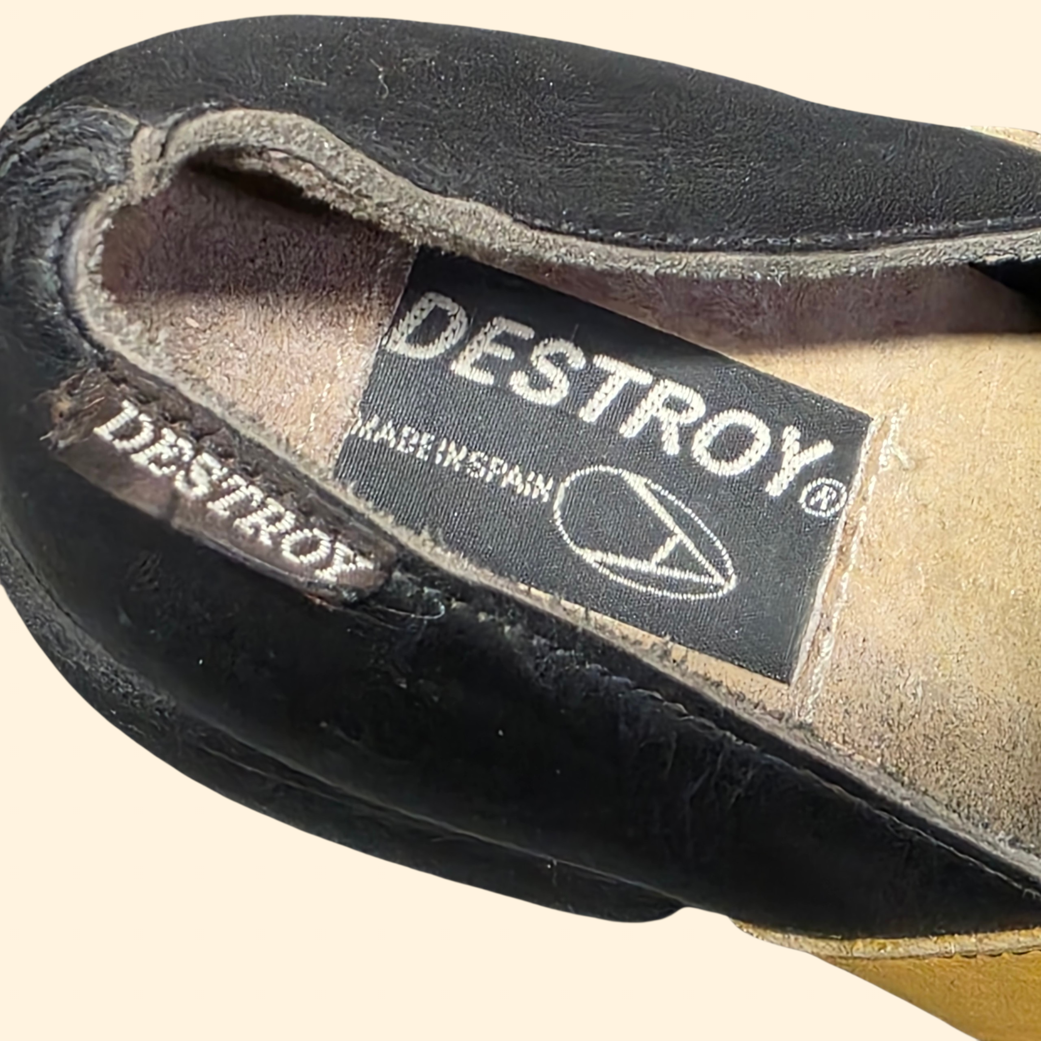 1990s Destroy Platform Oxford Shoes ~ EU 37 / 38  US 7 7.5 ~ Chunky Heel Leather Patchwork
