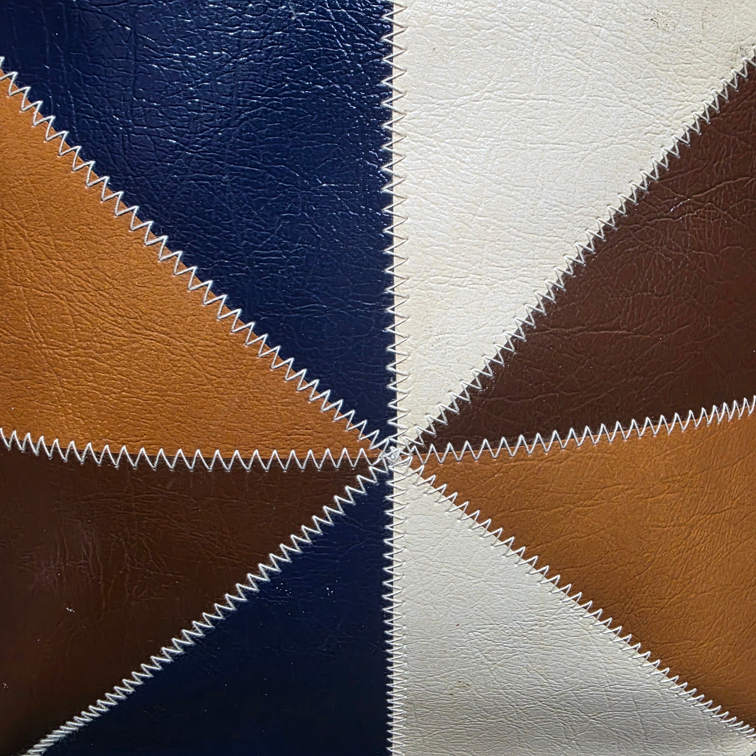 1970s Patchwork Vinyl Handbag ~ Brown Navy Purse