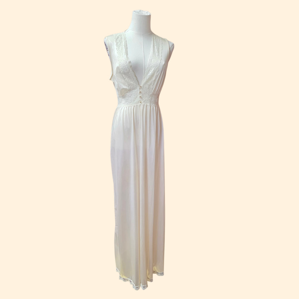 1960s Gilead Ivory Lace Trimmed Peignoir Set ~ Small Medium ~ Bridal Nightgown Robe