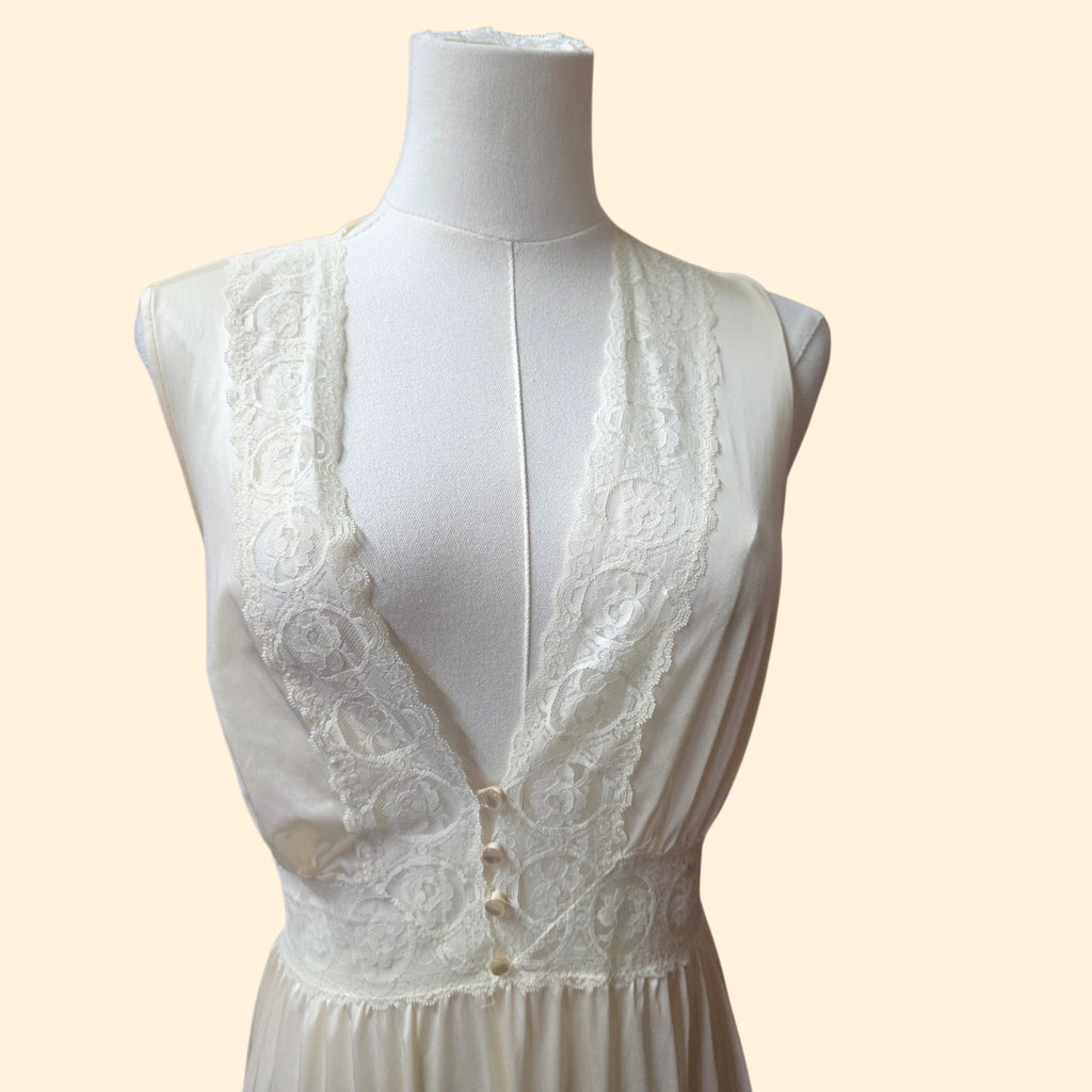 1960s Gilead Ivory Lace Trimmed Peignoir Set ~ Small Medium ~ Bridal Nightgown Robe
