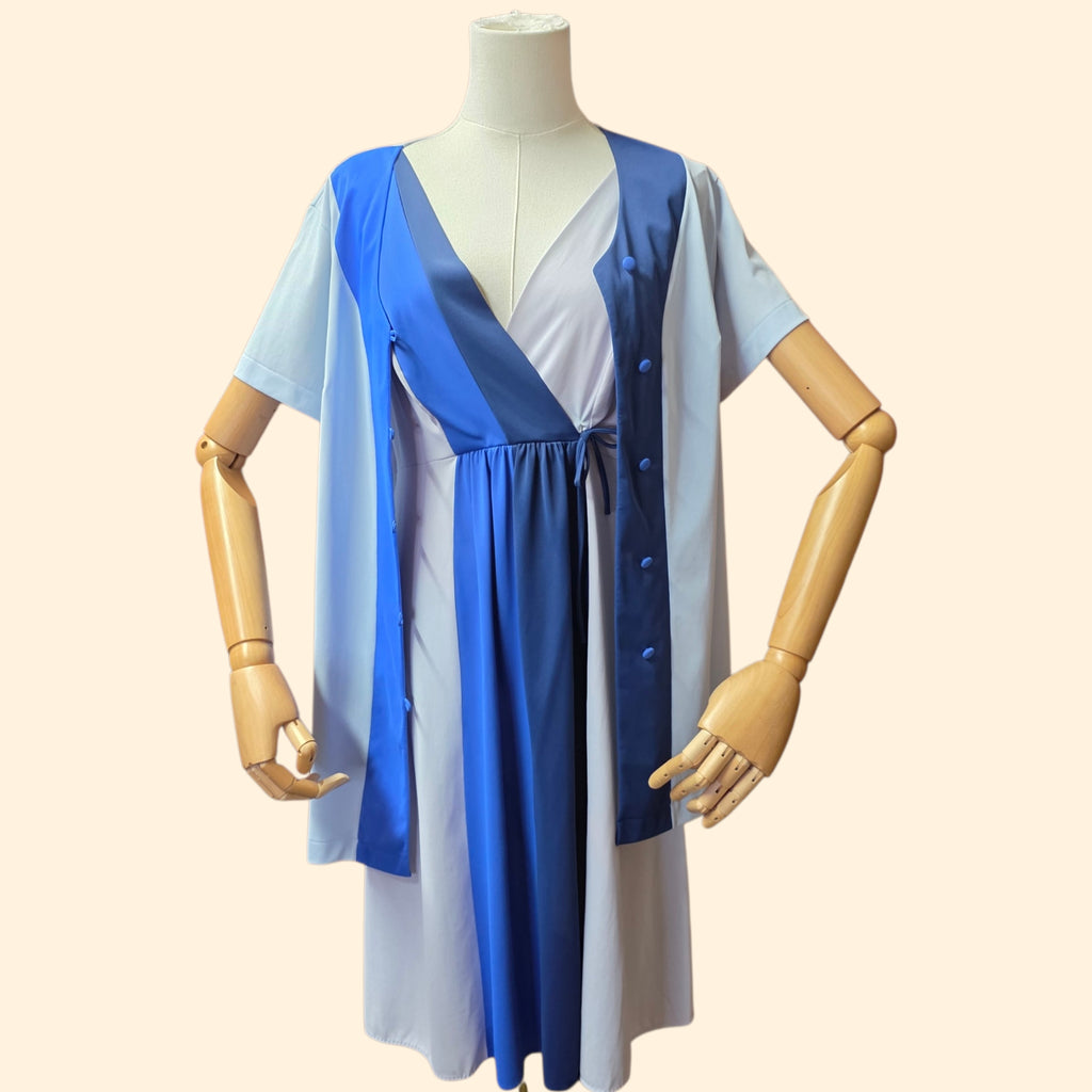 1960s Shadowline Blue Nightgown and Bed Jacket Set ~ Medium